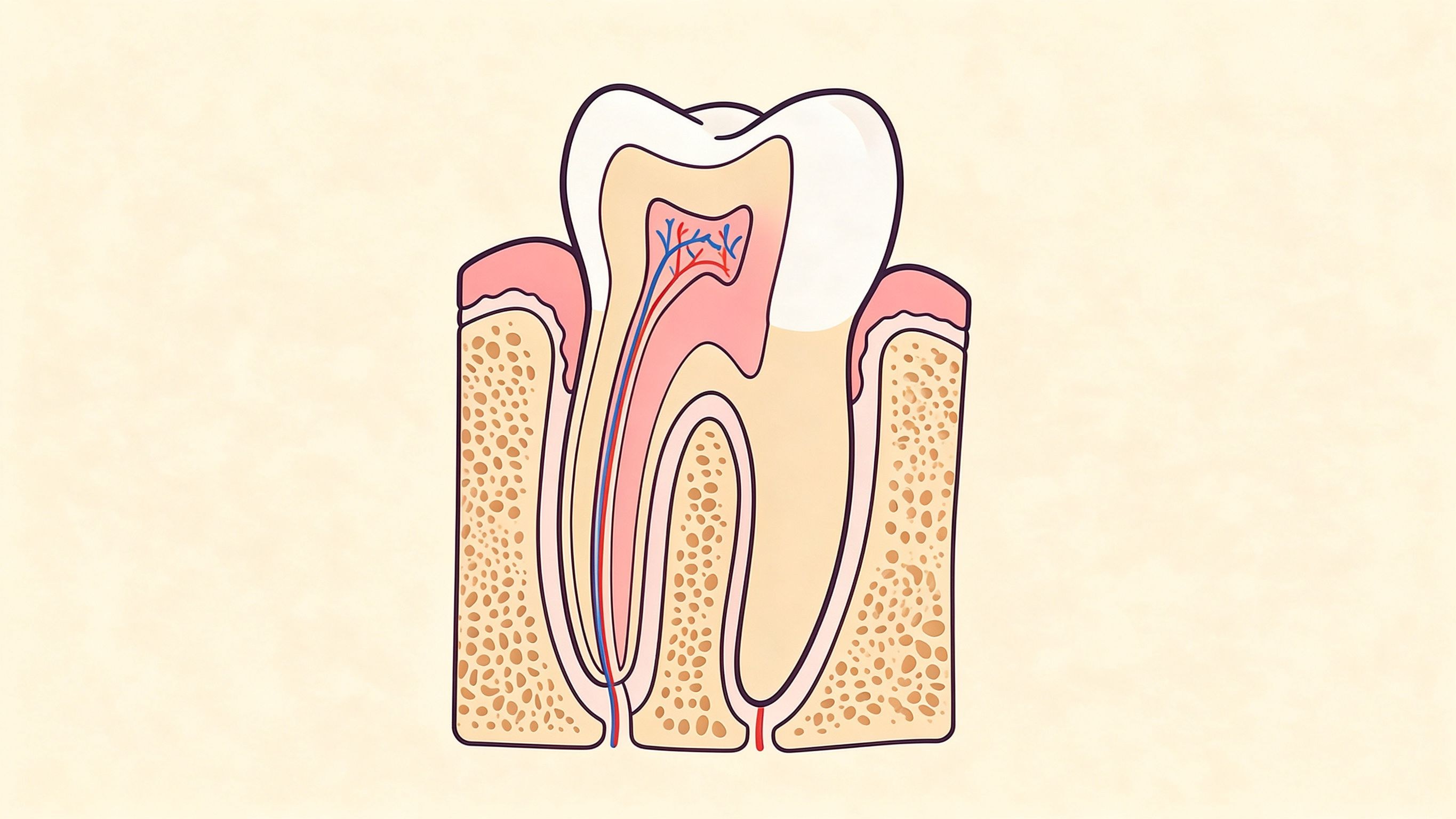 Molar cross-section annotated picture vocabulary with labeled objects