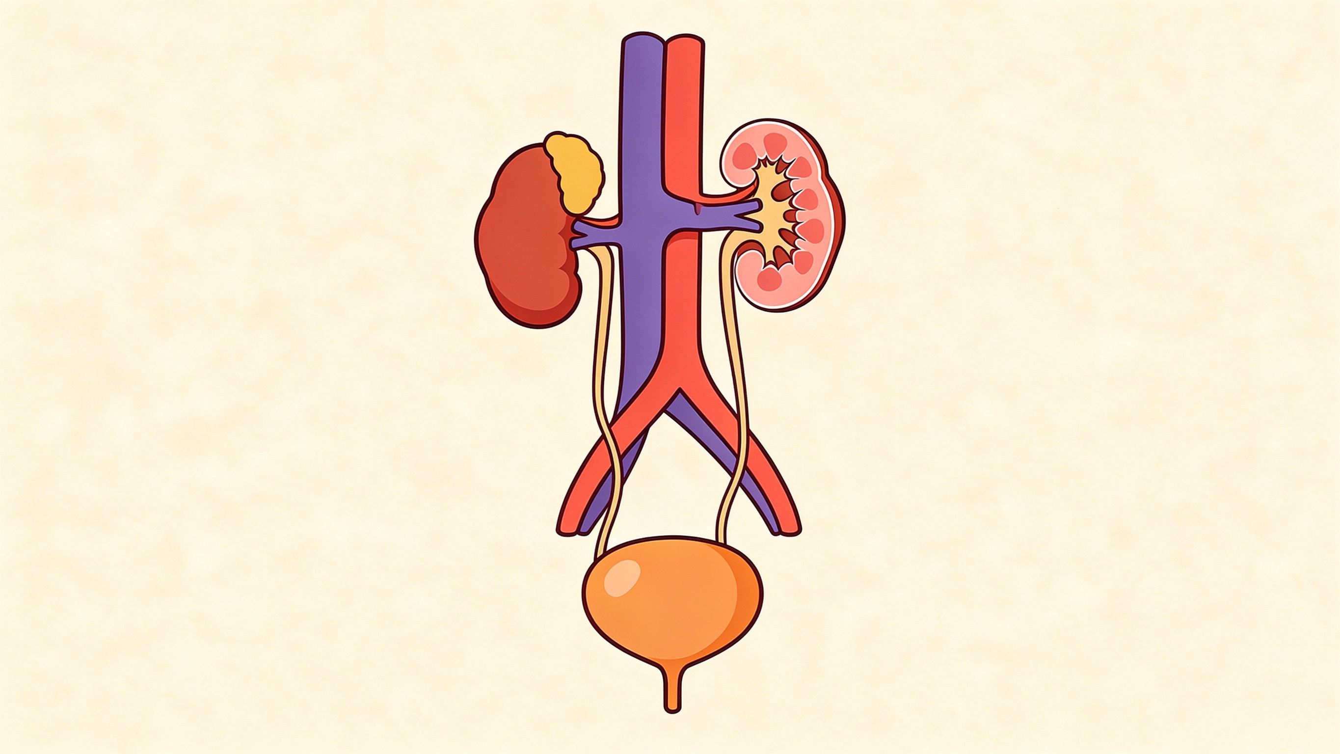 Urinary system annotated picture vocabulary with labeled objects