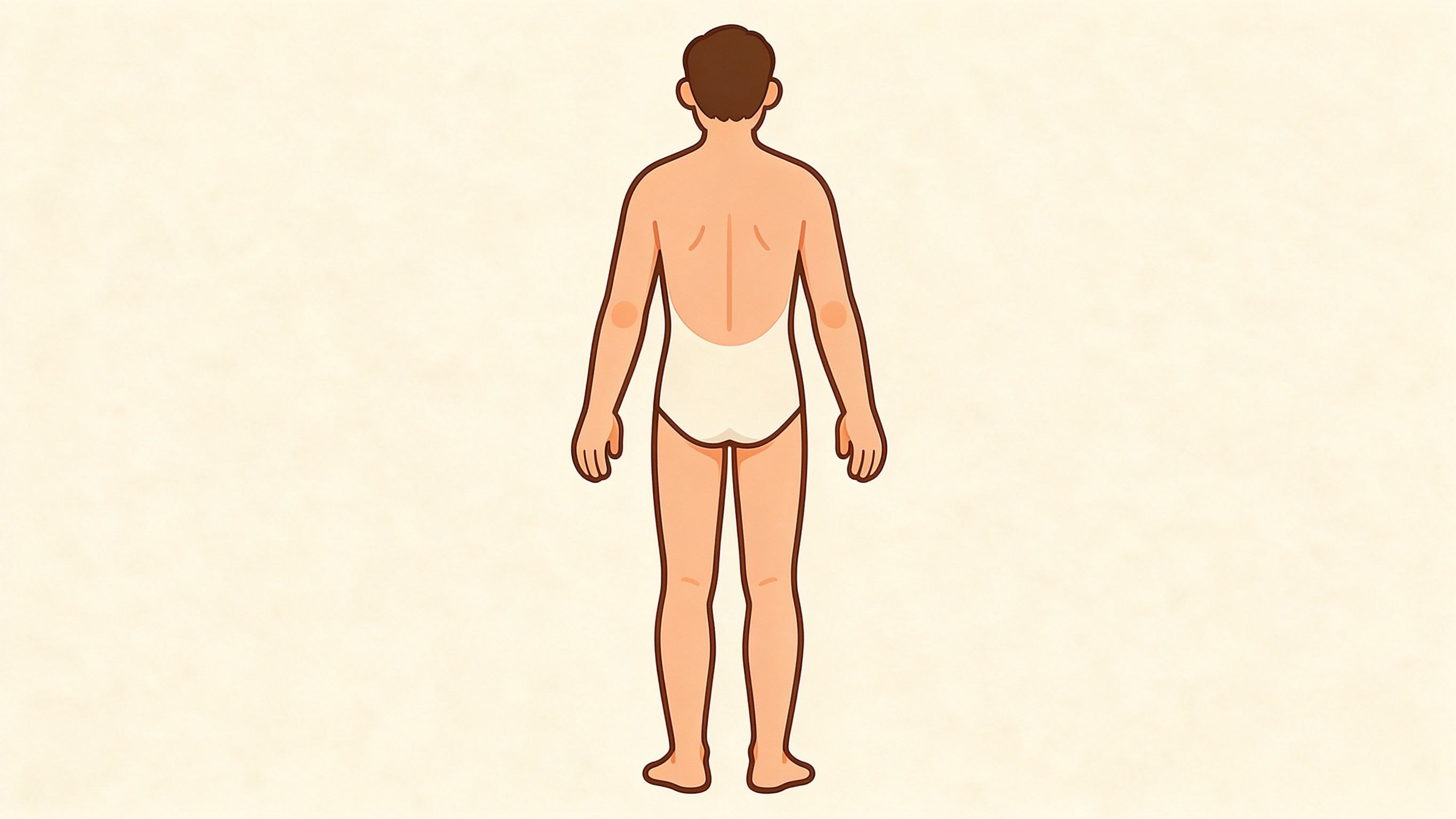Human body, posterior view annotated picture vocabulary with labeled objects