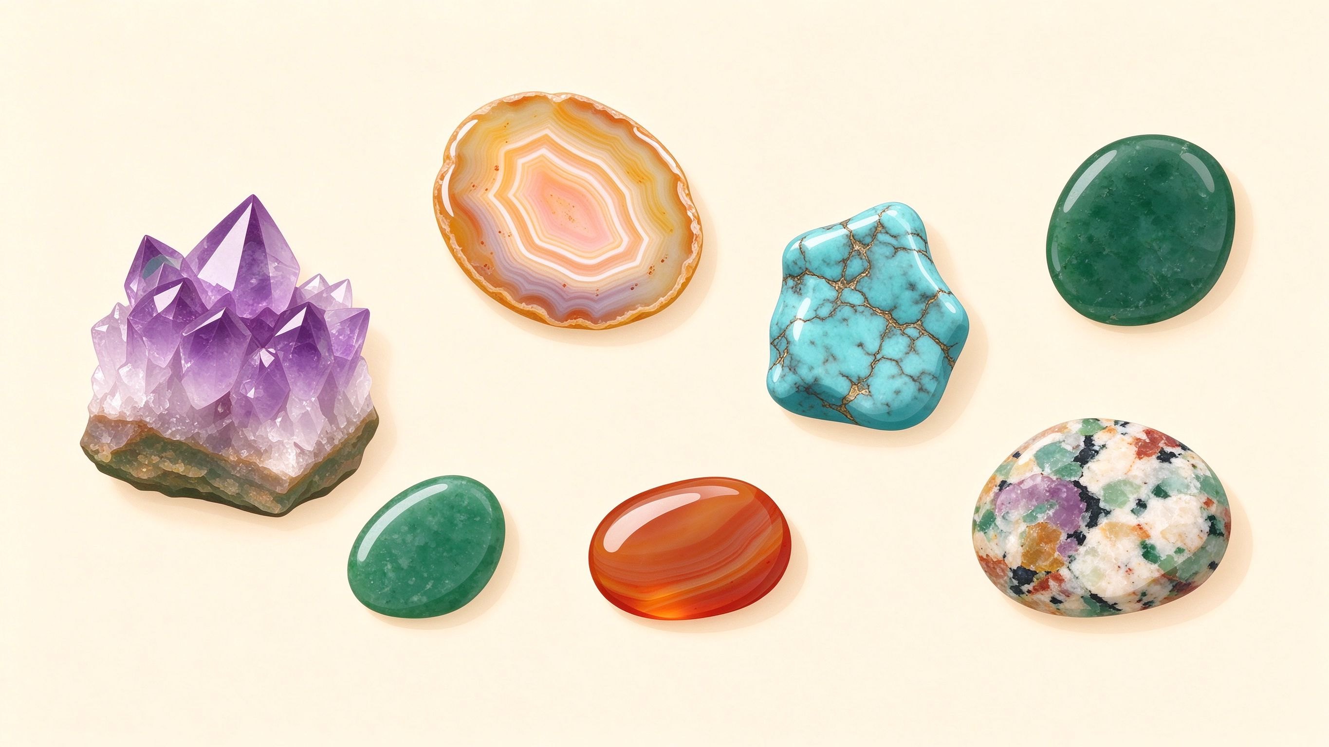 Semi-precious stones annotated picture vocabulary with labeled objects