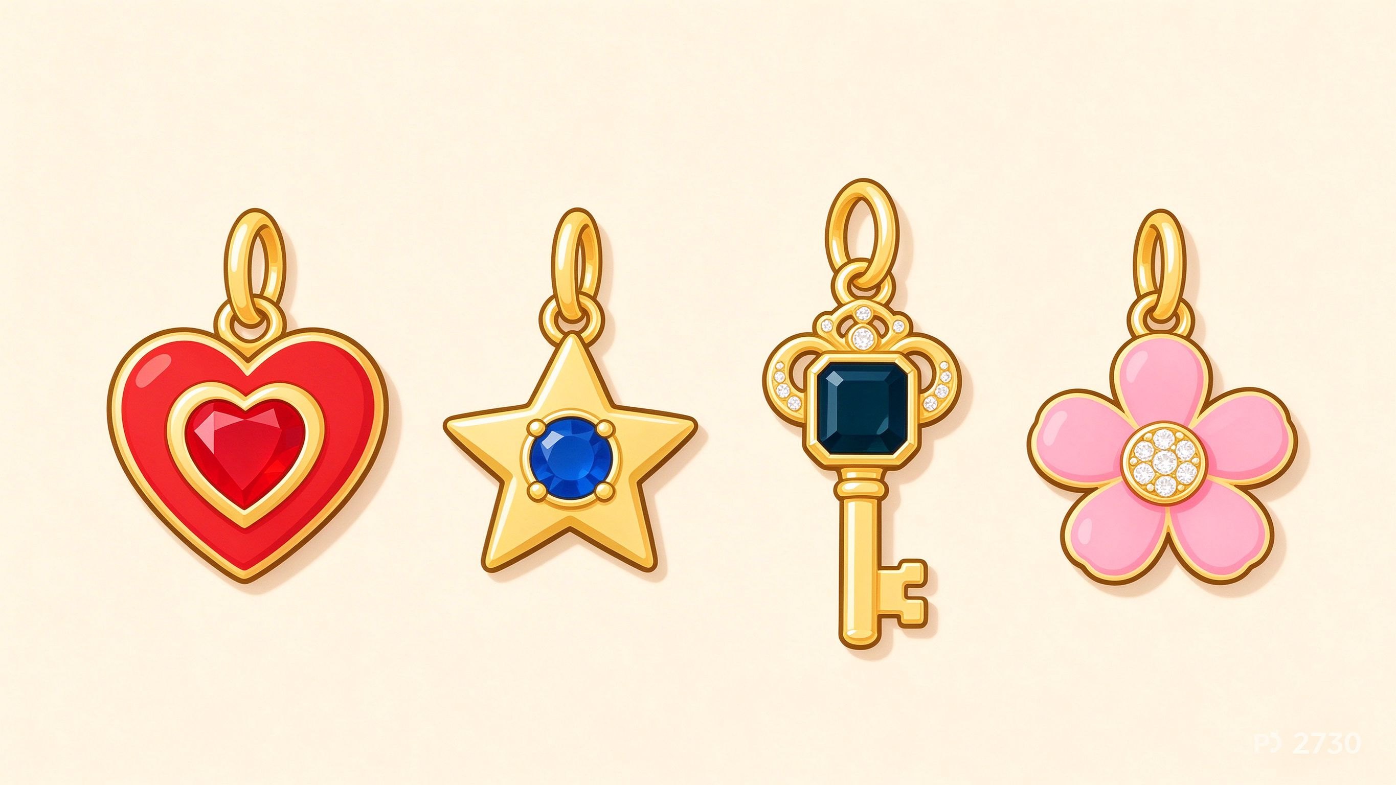 Charm pendants annotated picture vocabulary with labeled objects