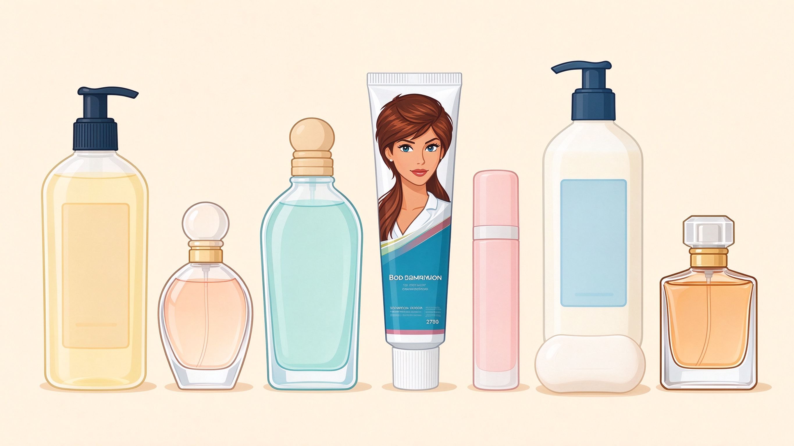 Body care products annotated picture vocabulary with labeled objects