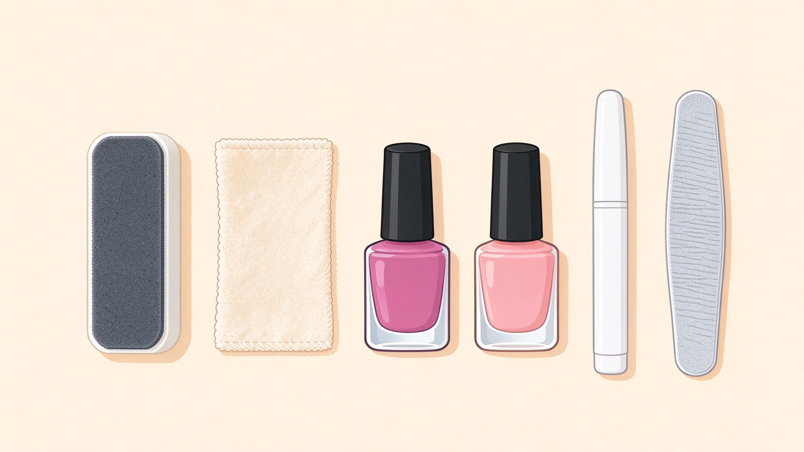 Nail care annotated picture vocabulary with labeled objects