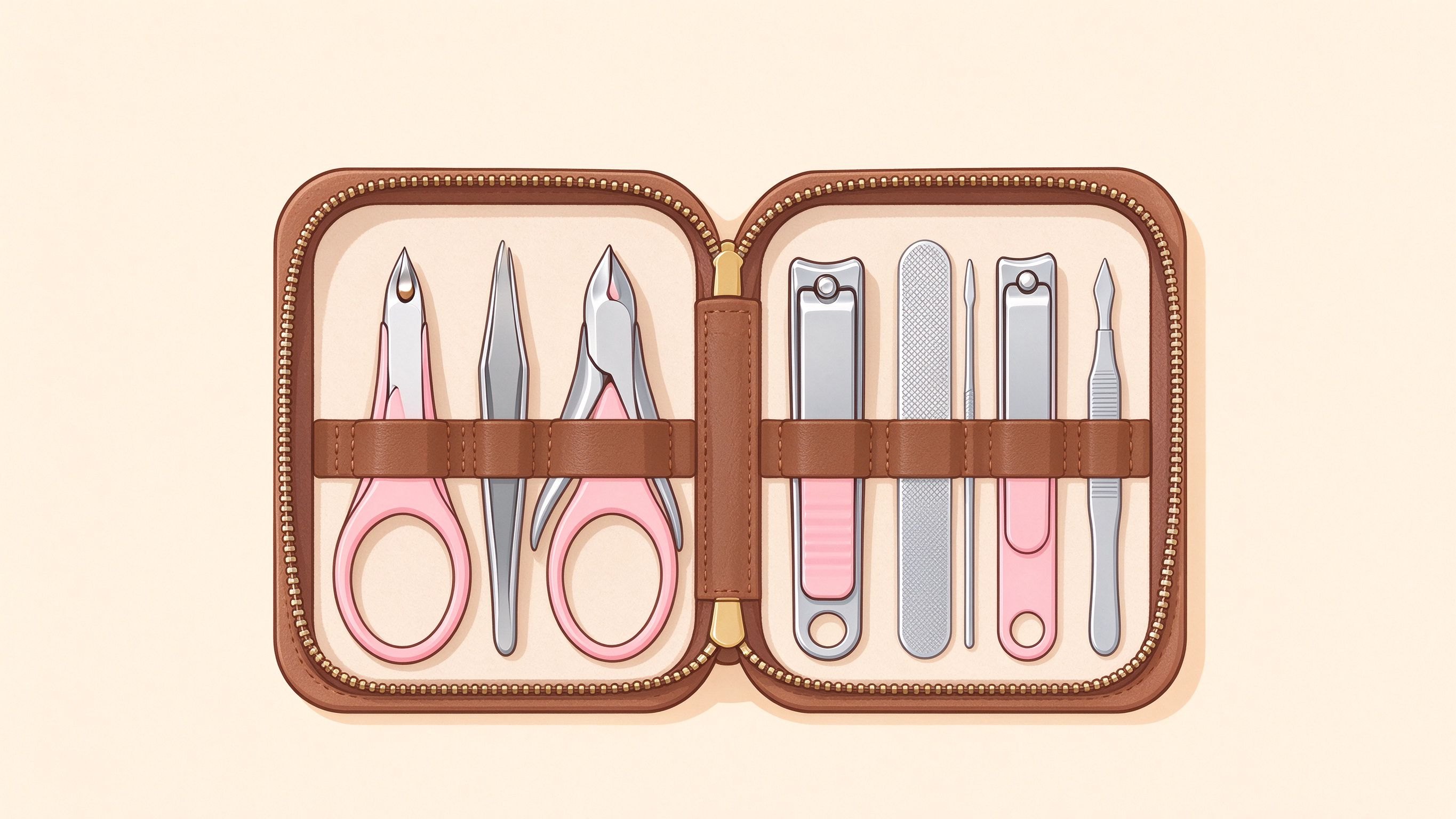 Nail care annotated picture vocabulary with labeled objects