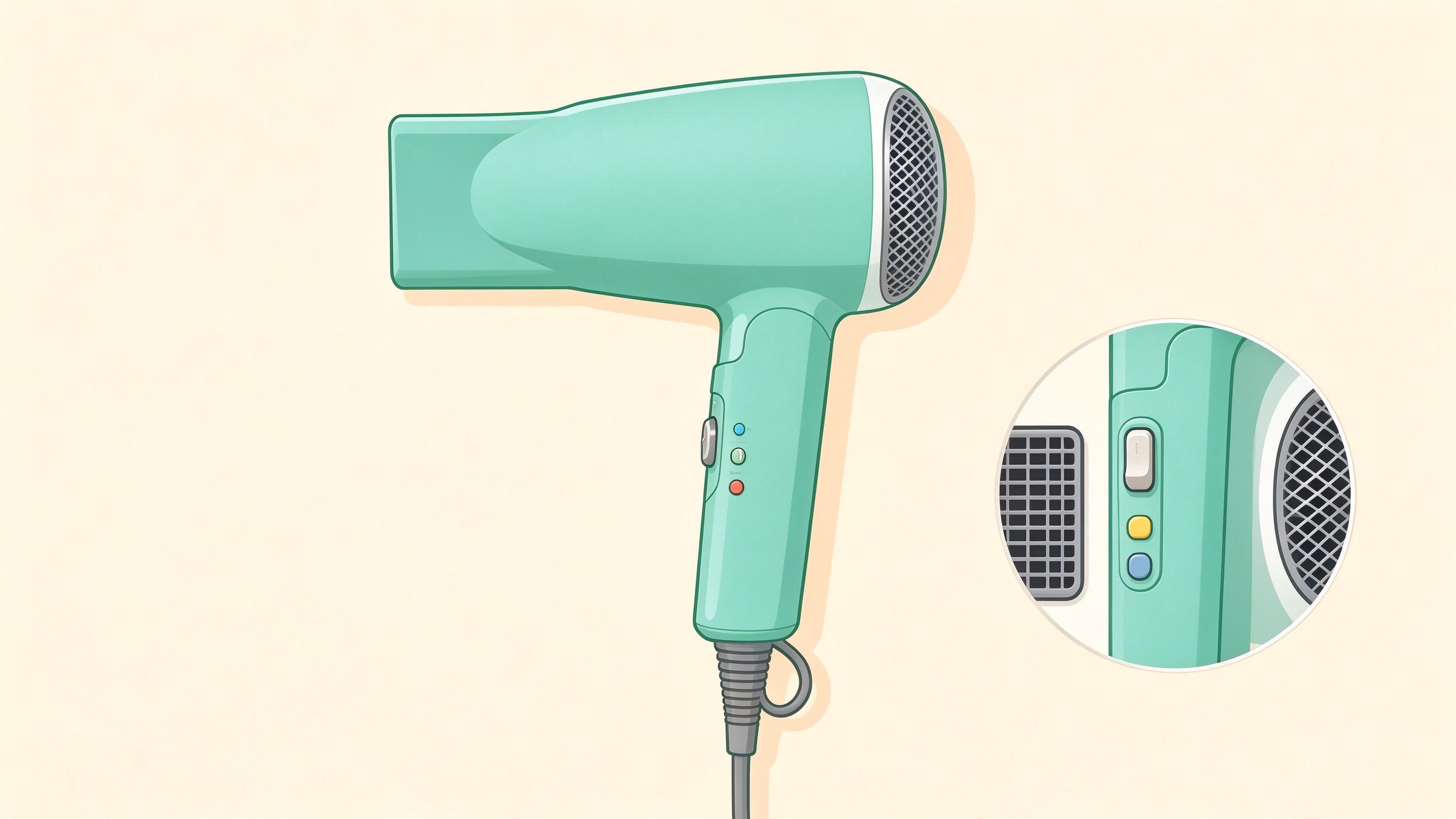 Hair dryers annotated picture vocabulary with labeled objects