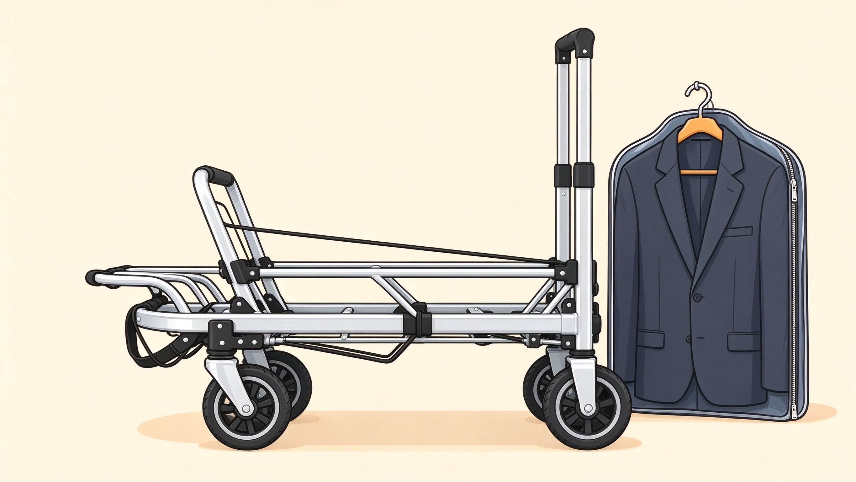 Luggage cart annotated picture vocabulary with labeled objects