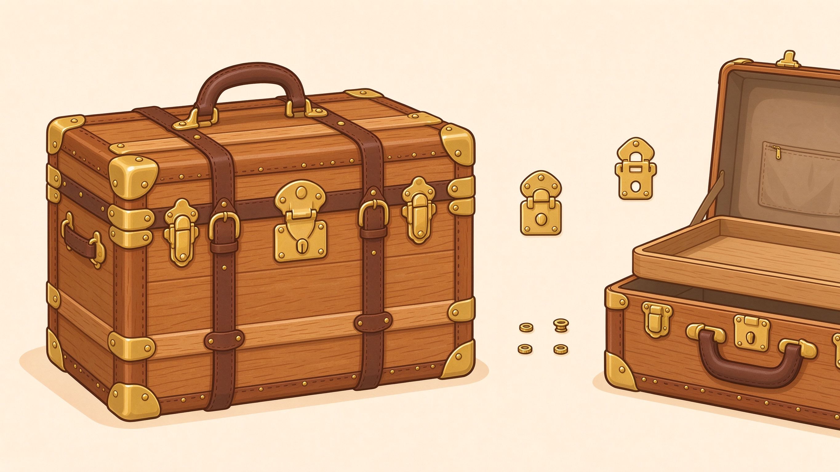 Suitcase annotated picture vocabulary with labeled objects