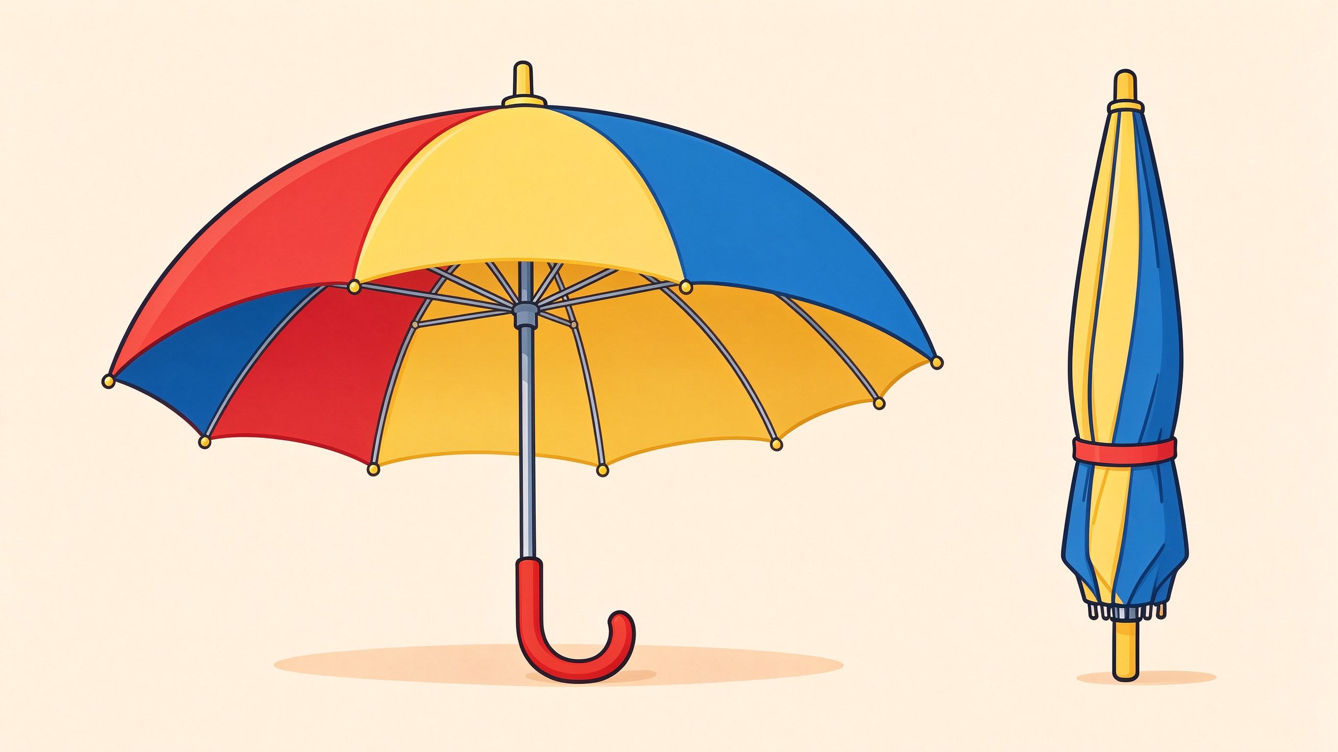 Umbrella and cane annotated picture vocabulary with labeled objects