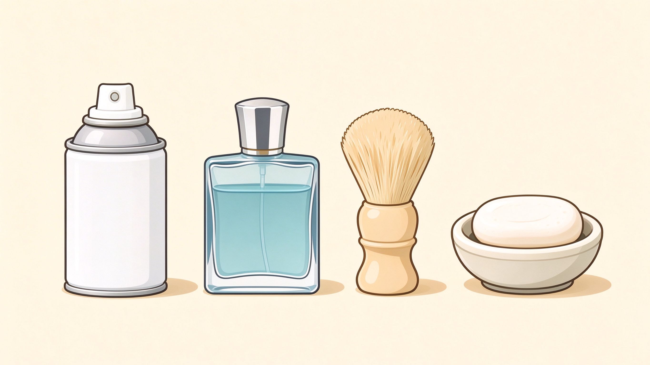 Shaving supplies annotated picture vocabulary with labeled objects