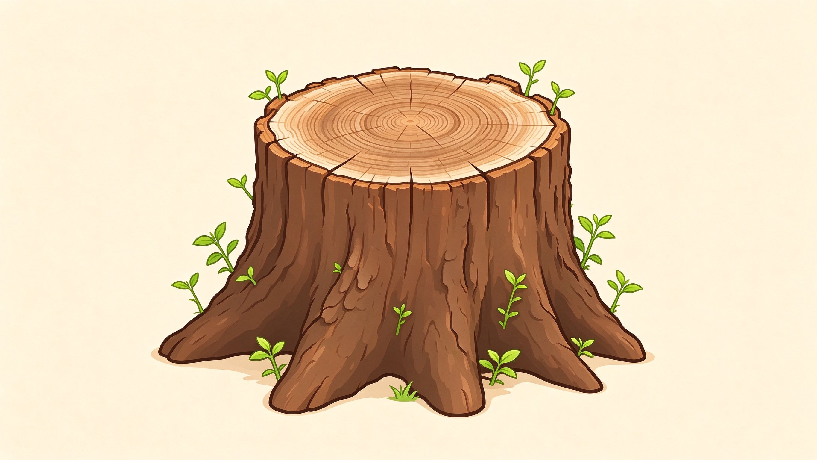 Tree stump annotated picture vocabulary with labeled objects