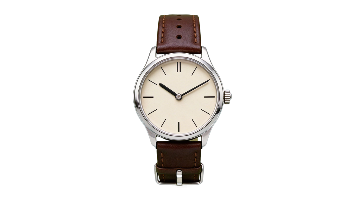 Analog watch annotated picture vocabulary with labeled objects