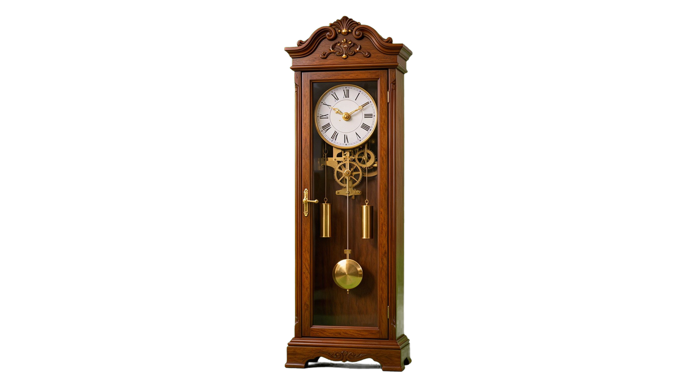 Grandfather clock annotated picture vocabulary with labeled objects
