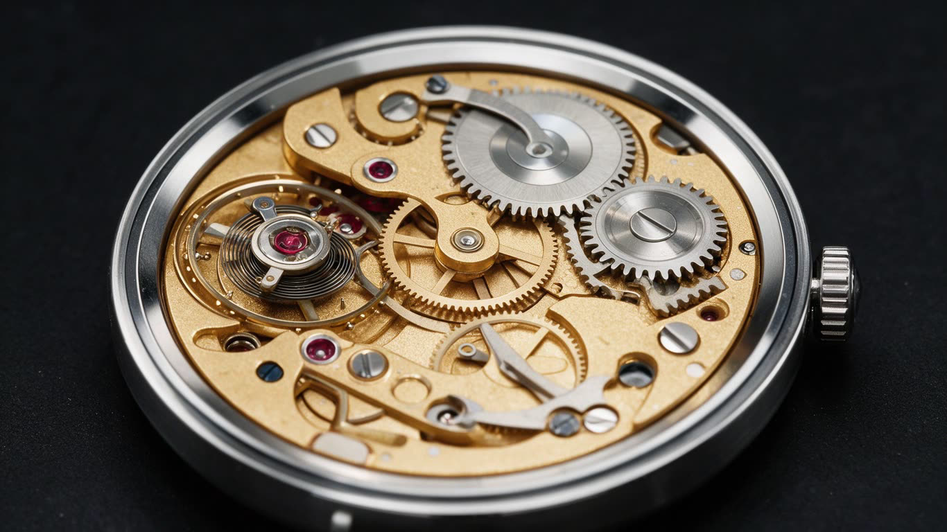 Mechanical watch annotated picture vocabulary with labeled objects