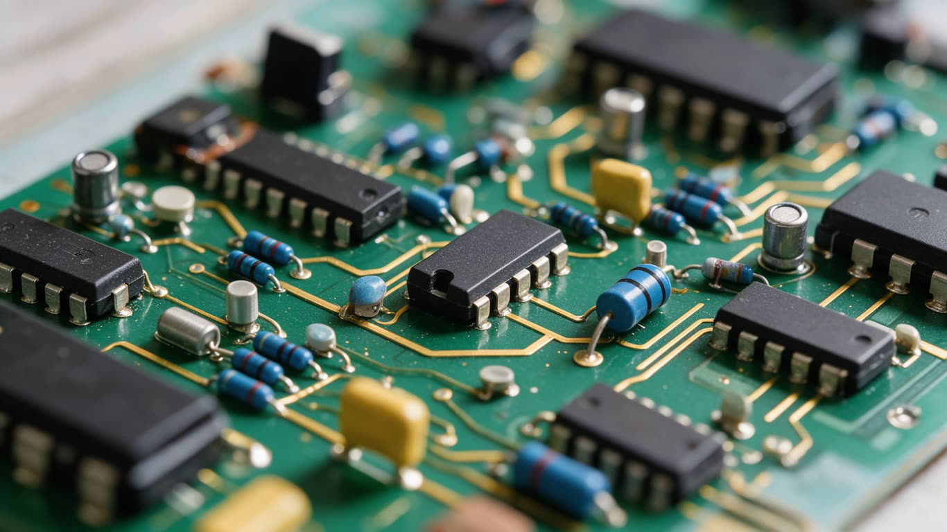 Printed circuit board annotated picture vocabulary with labeled objects