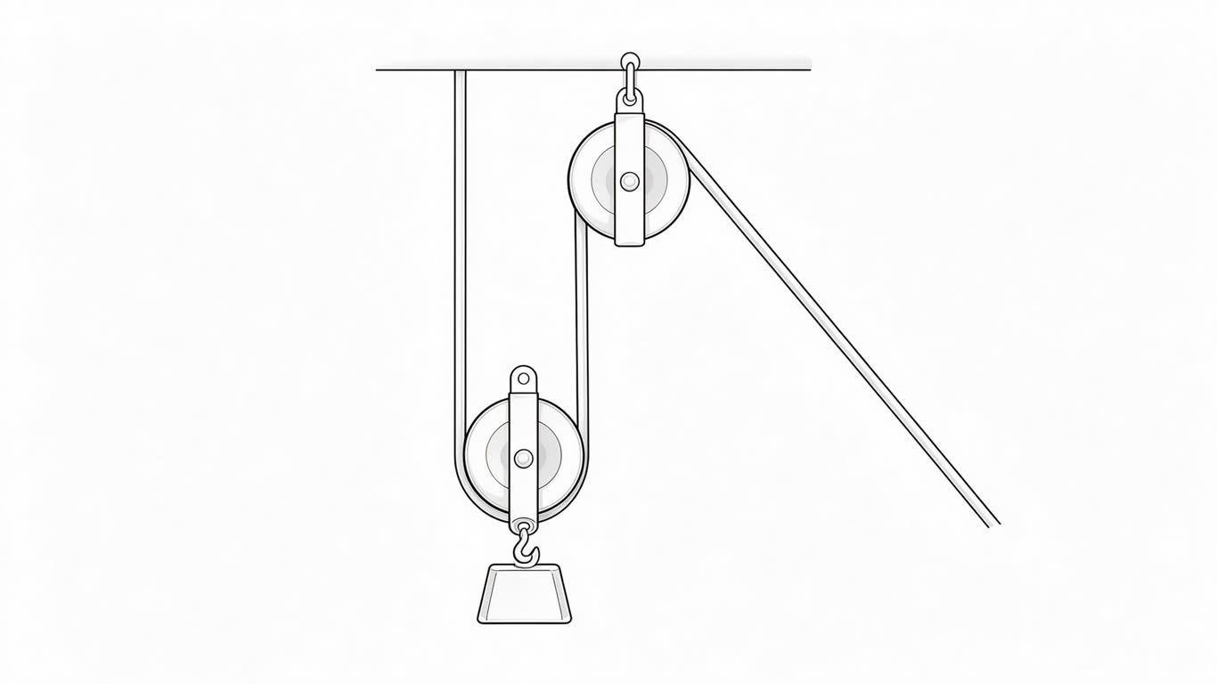 Double pulley system annotated picture vocabulary with labeled objects