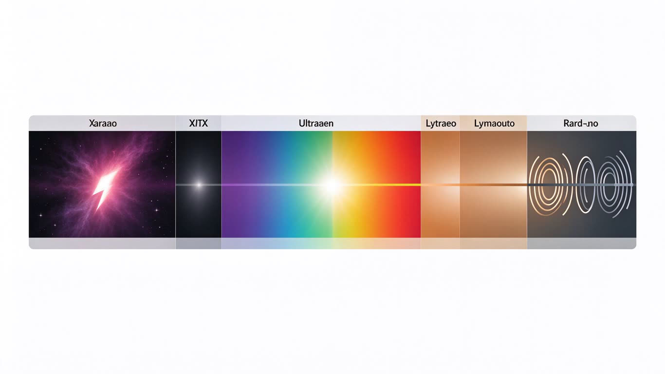 Electromagnetic spectrum annotated picture vocabulary with labeled objects