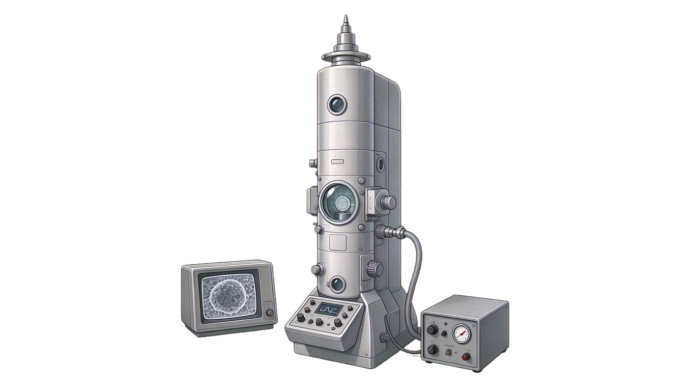 Electron microscope parts annotated picture vocabulary with labeled objects