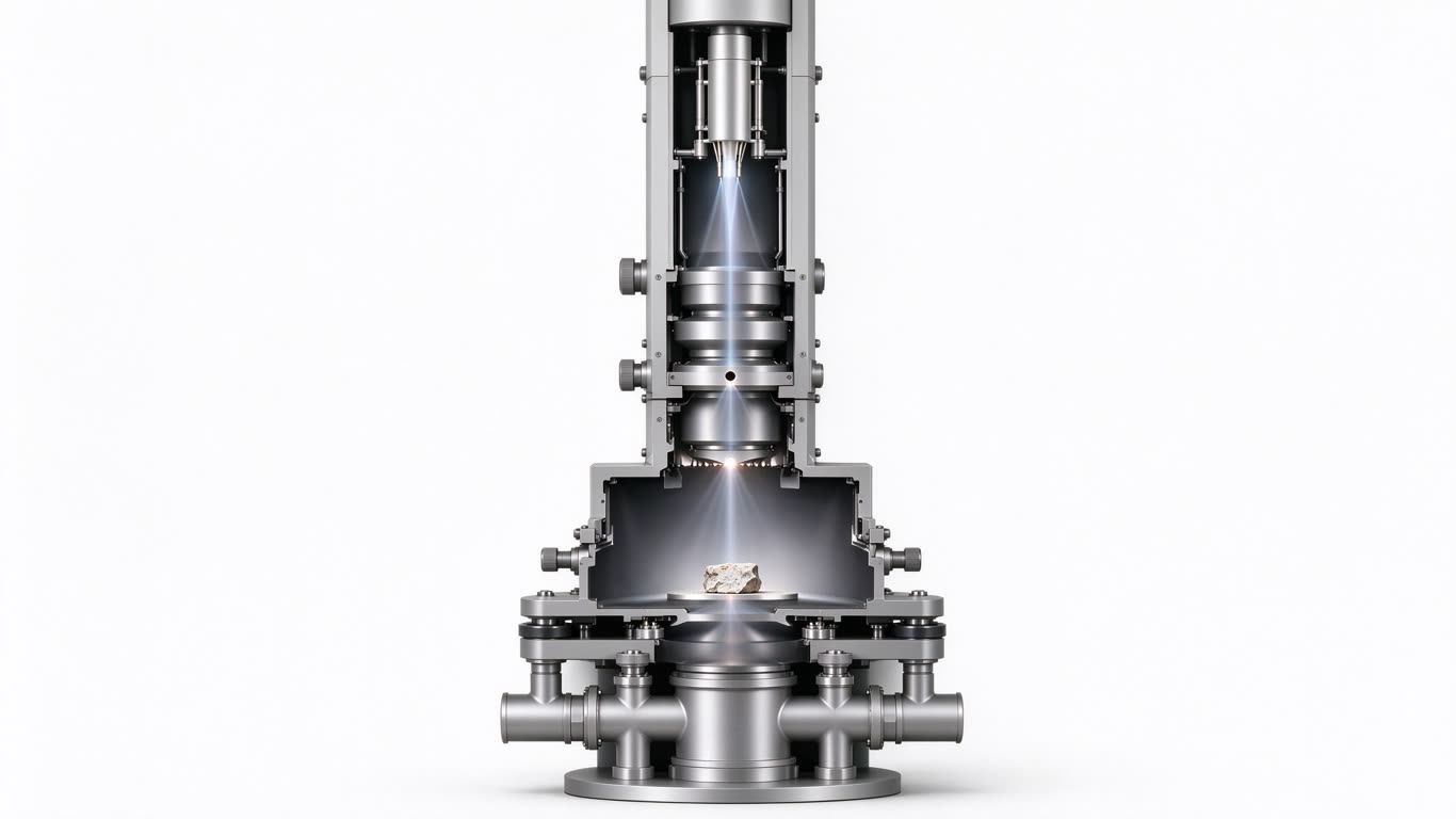 Electron microscope cross-section annotated picture vocabulary with labeled objects