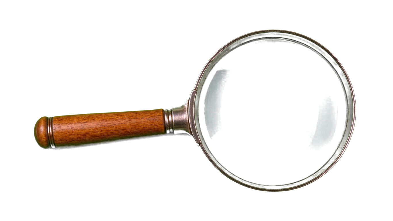 Magnifying glass annotated picture vocabulary with labeled objects