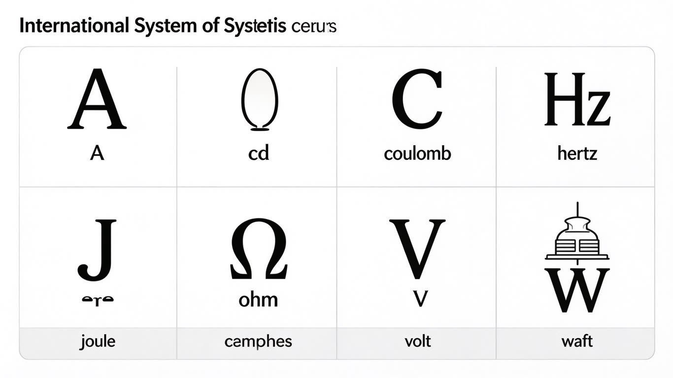 International System of Units annotated picture vocabulary with labeled objects