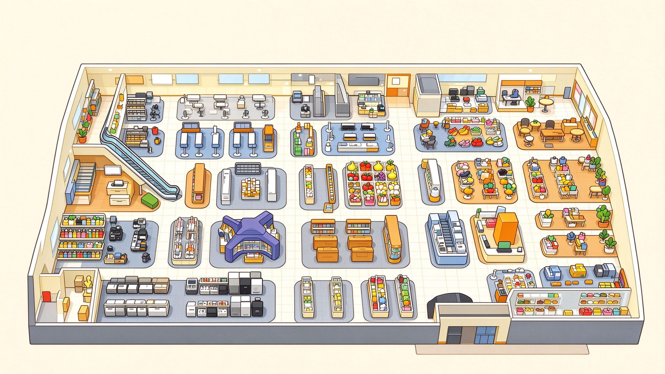 Department store annotated picture vocabulary with labeled objects