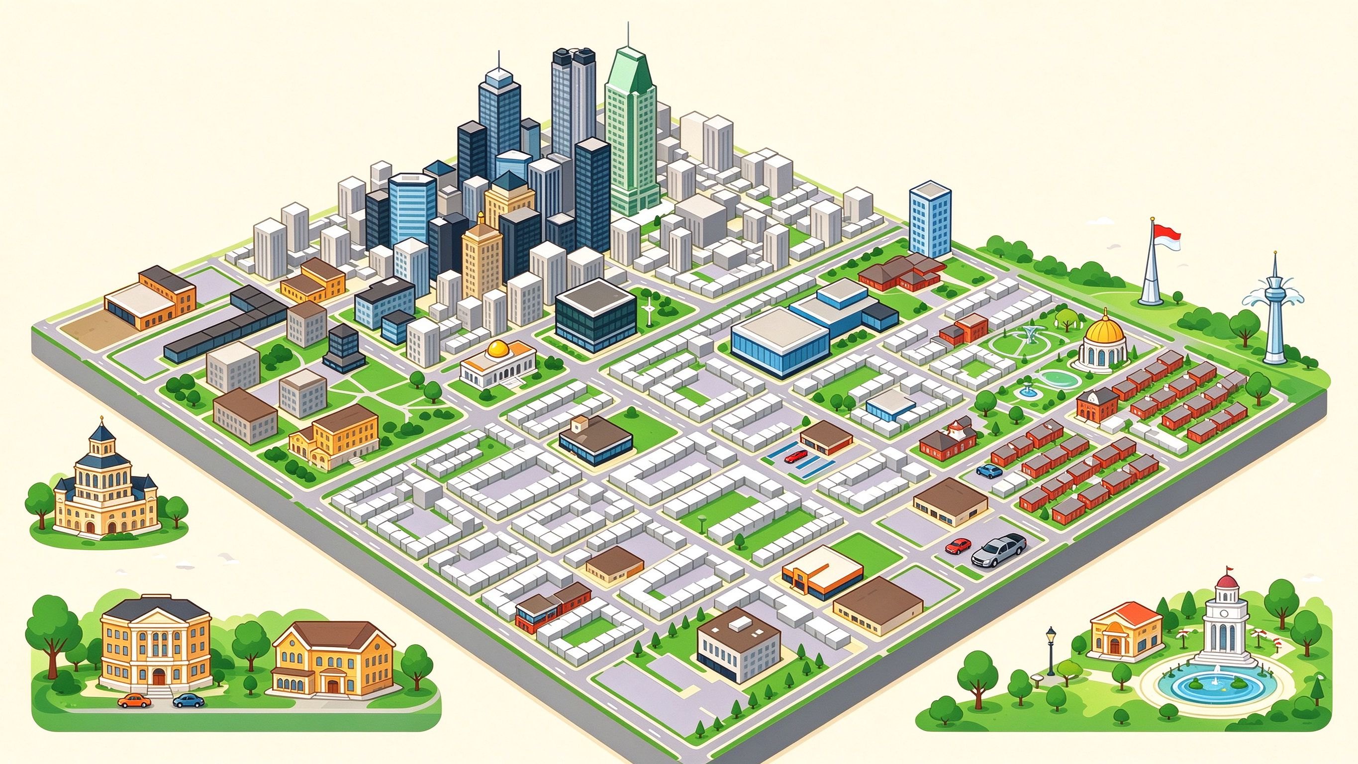 City Center 1 annotated picture vocabulary with labeled objects