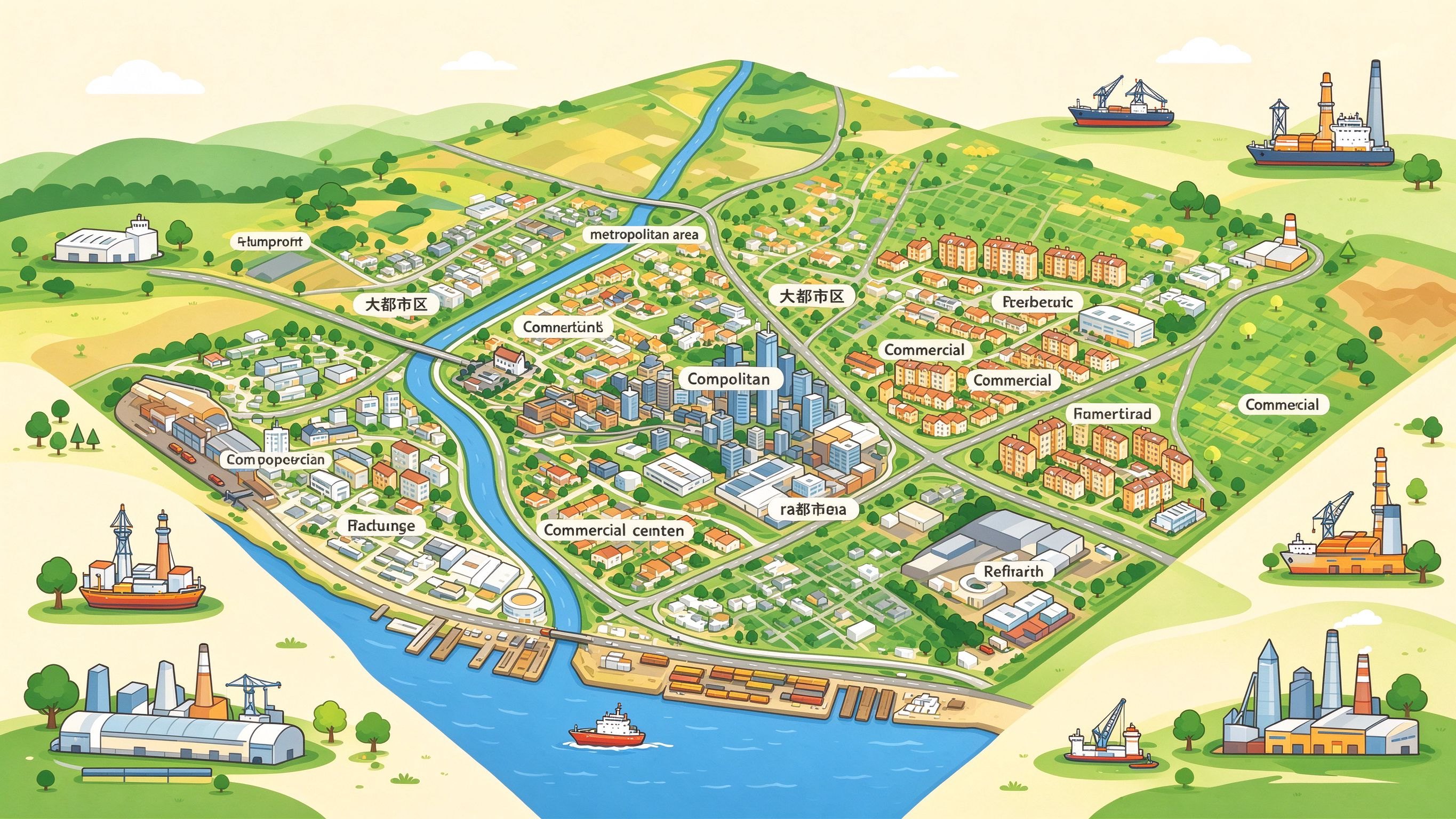 Metropolitan Area 1 annotated picture vocabulary with labeled objects