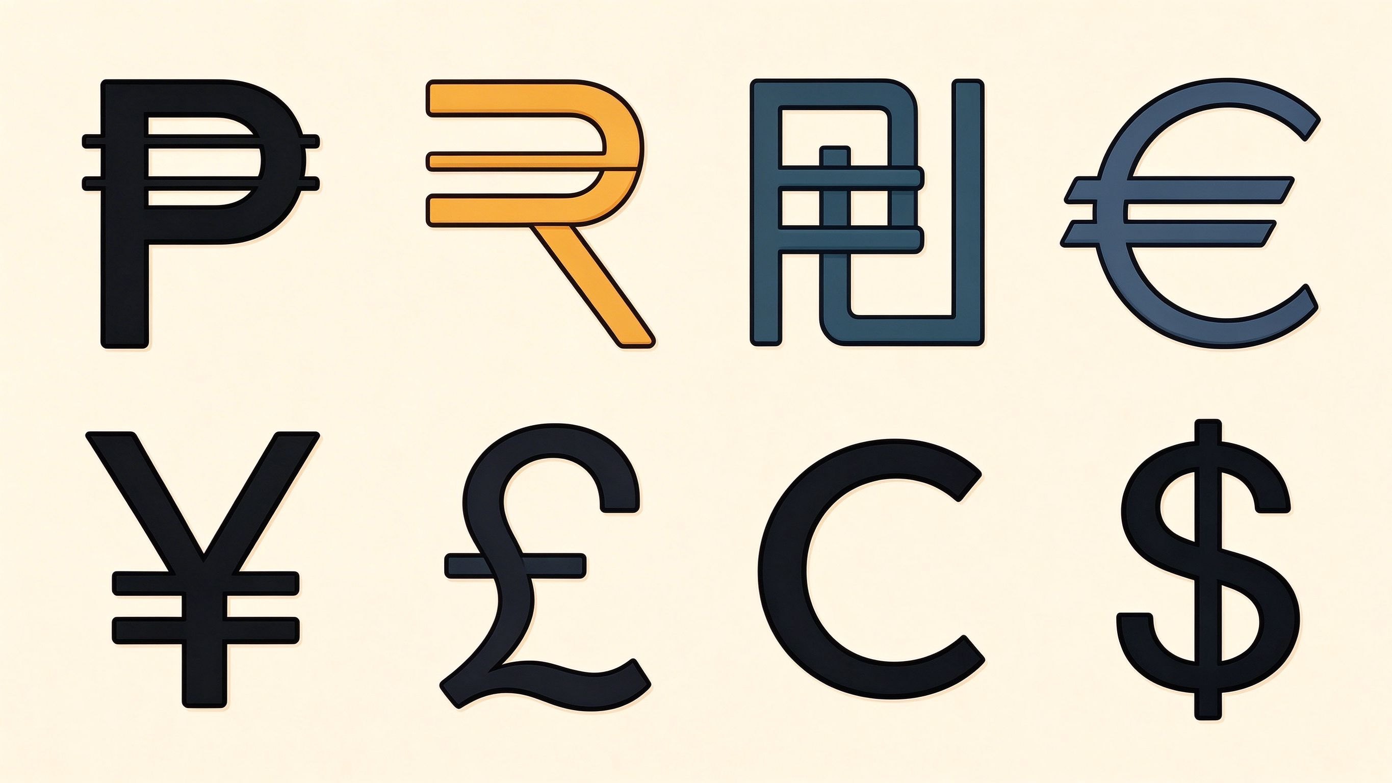 Currency abbreviation examples annotated picture vocabulary with labeled objects