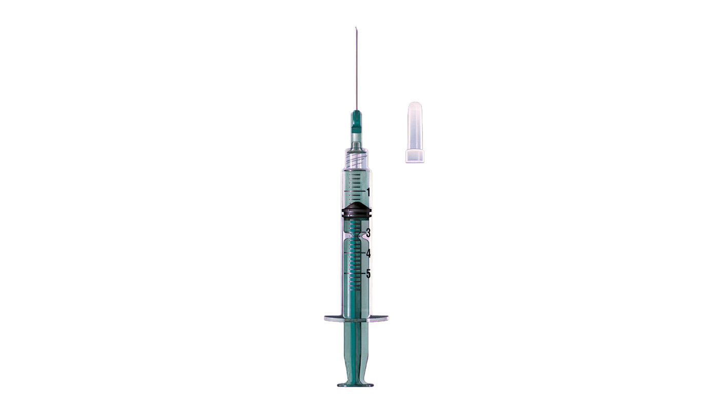 First aid equipment: syringe annotated picture vocabulary with labeled objects