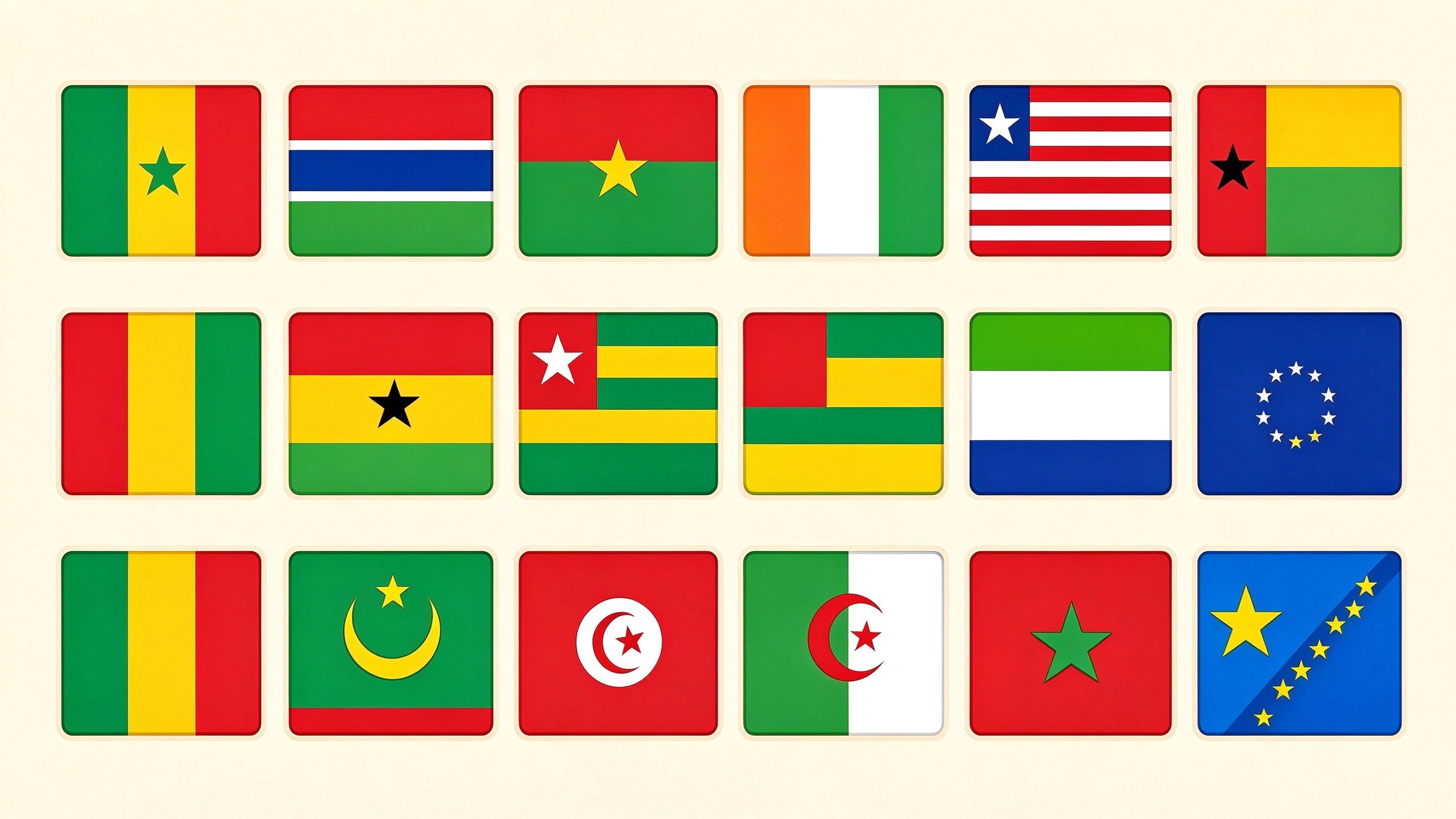 African flags III annotated picture vocabulary with labeled objects