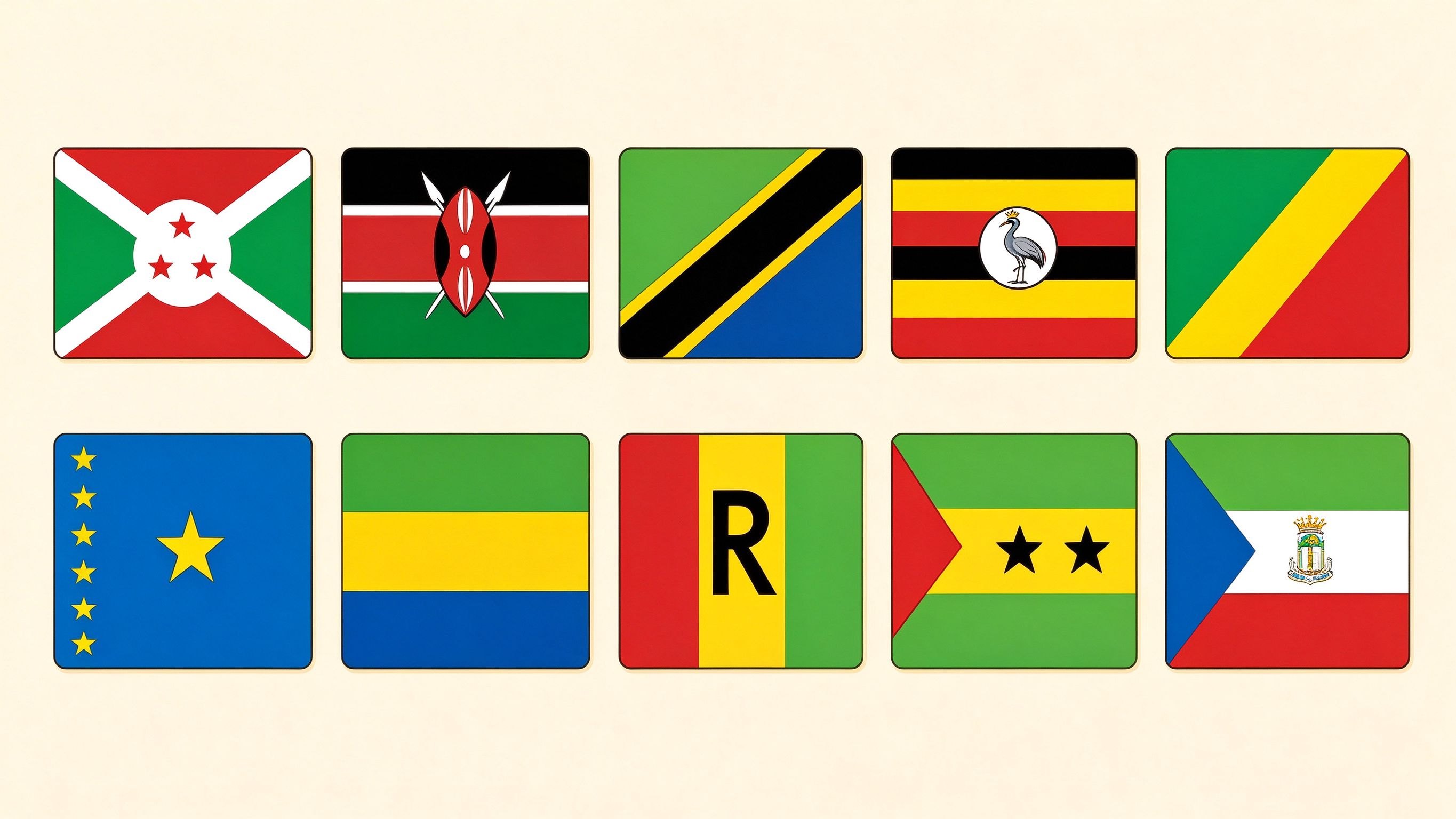 African flags annotated picture vocabulary with labeled objects