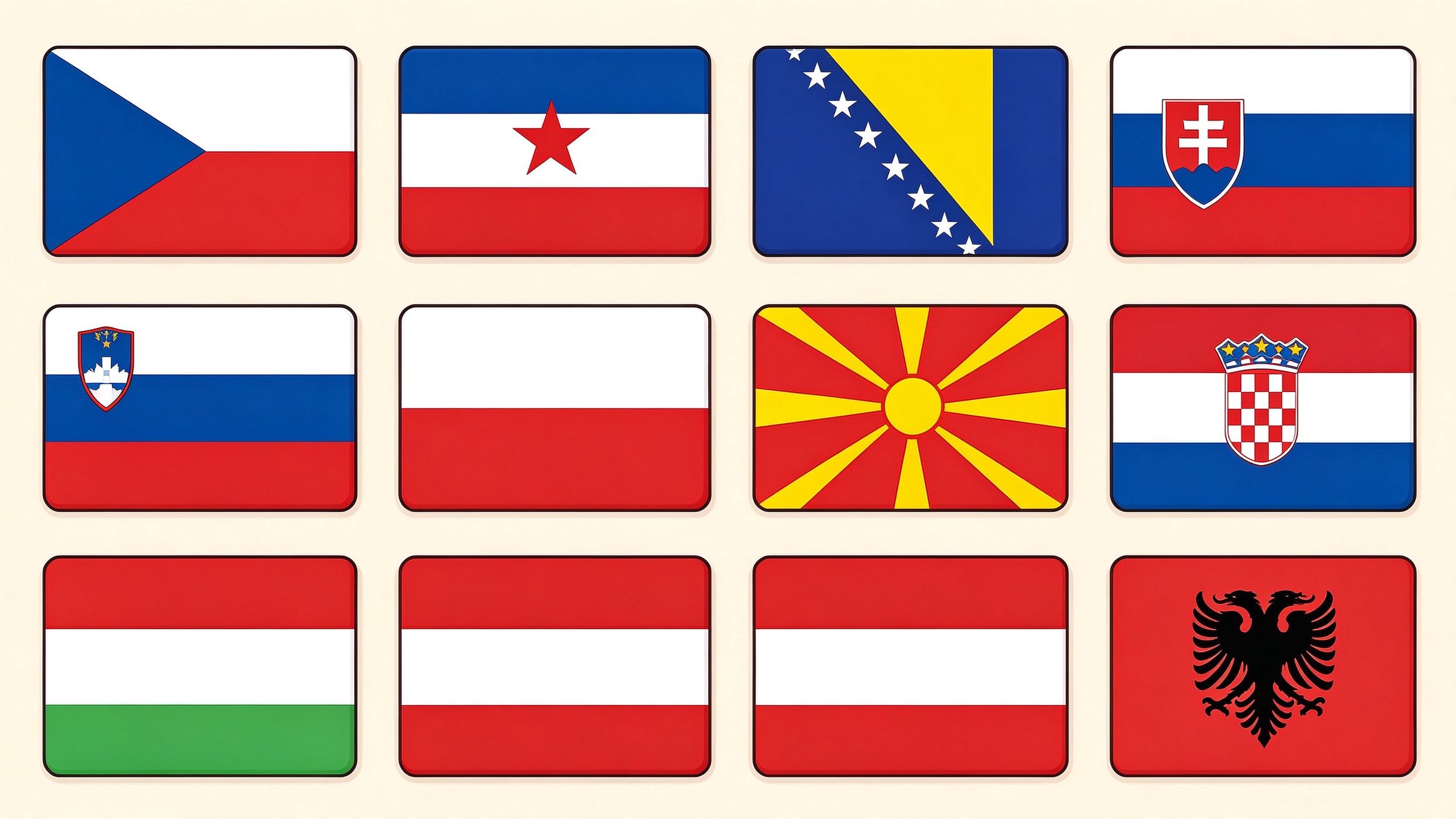 European Flags annotated picture vocabulary with labeled objects