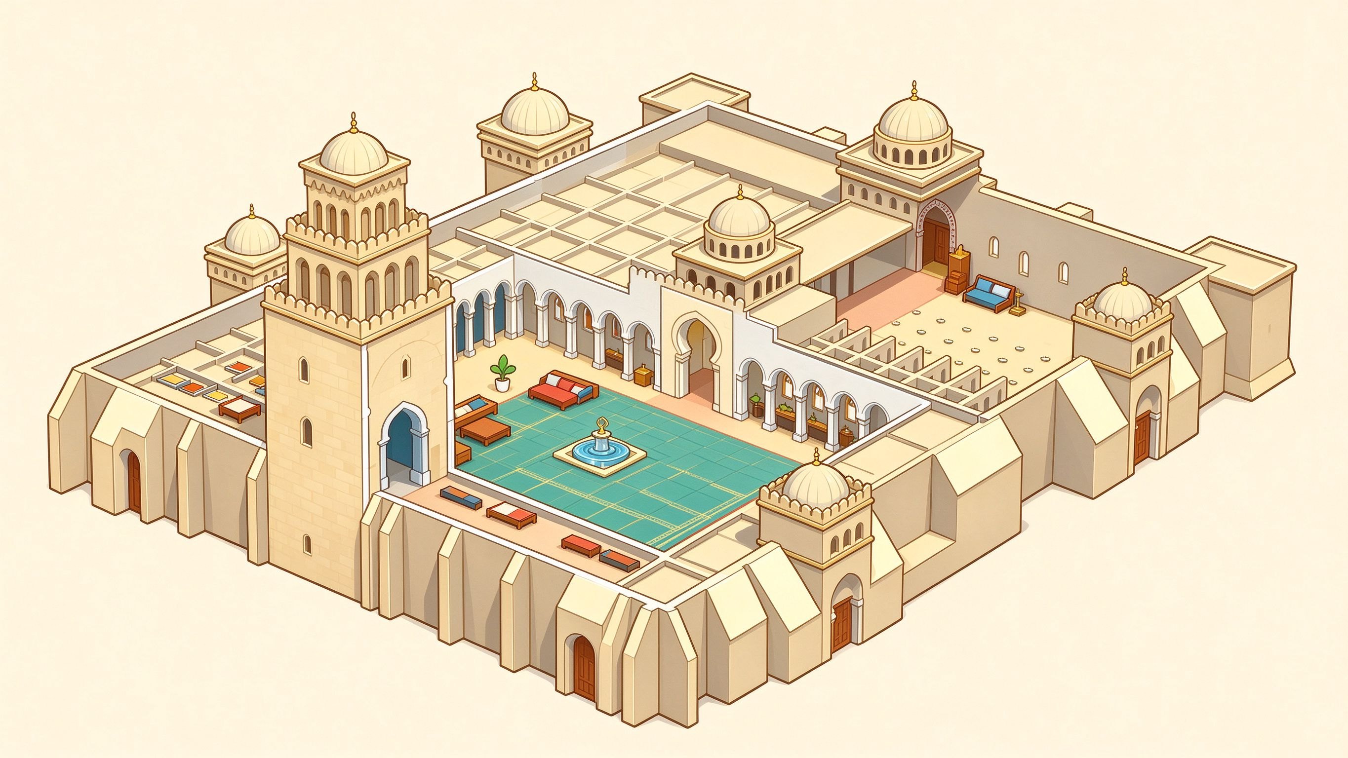 Mosque annotated picture vocabulary with labeled objects