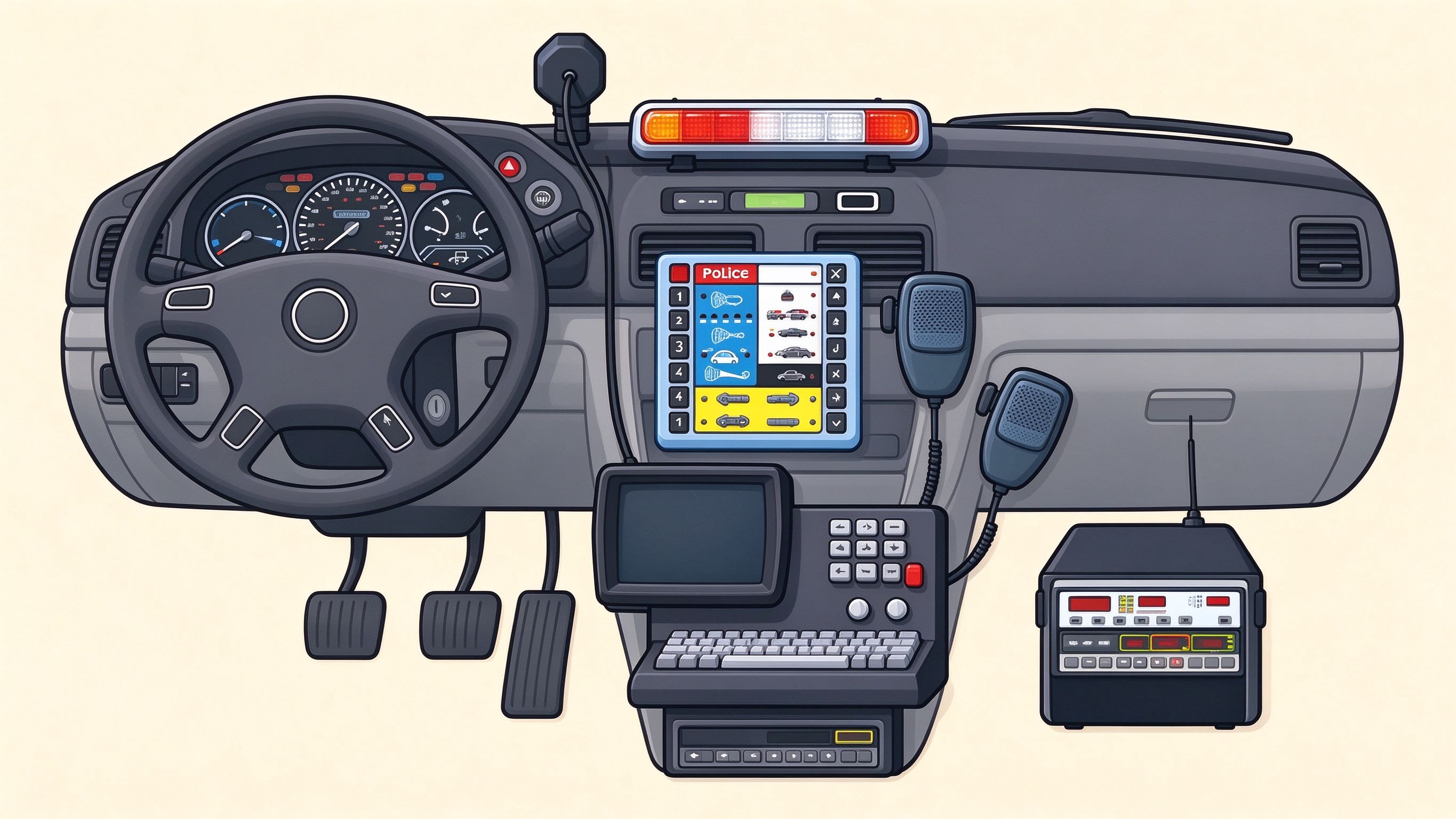 Dashboard Equipment annotated picture vocabulary with labeled objects