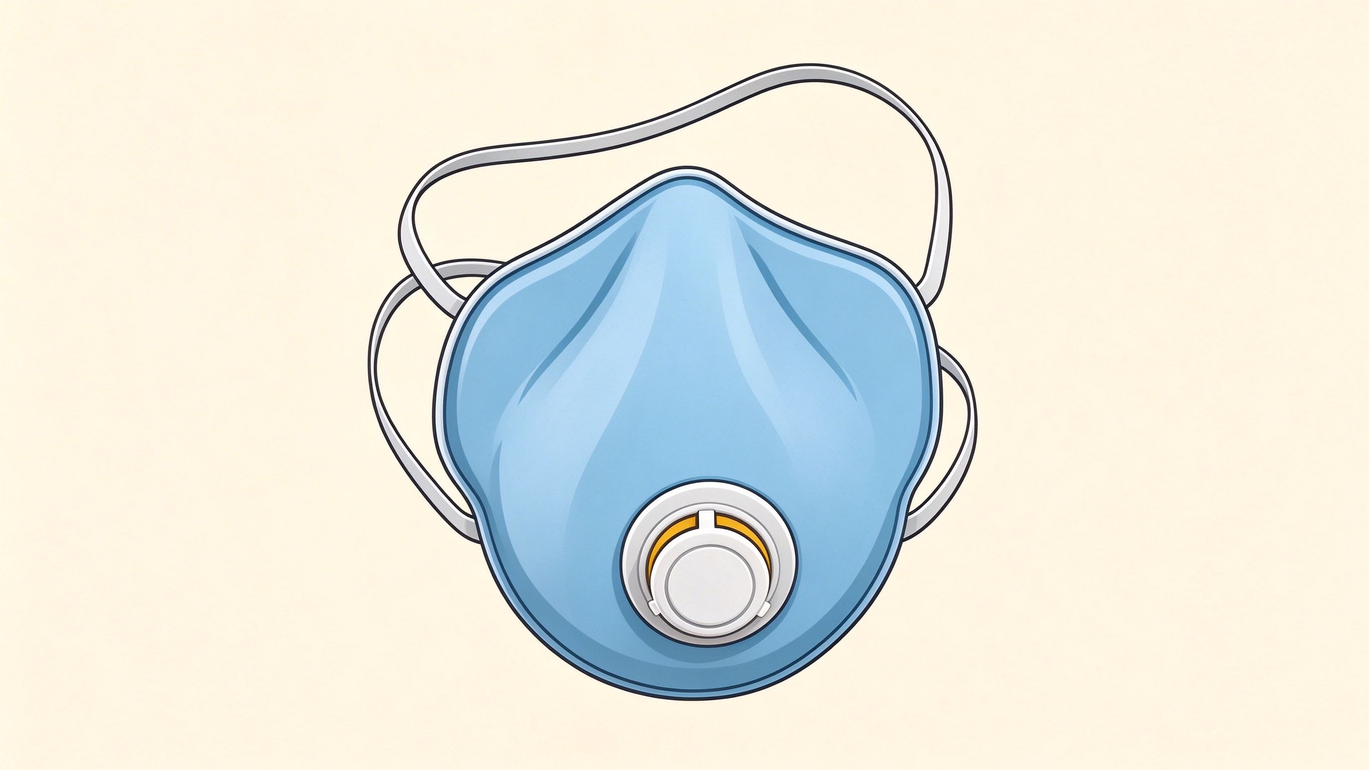 Half-mask respirator annotated picture vocabulary with labeled objects