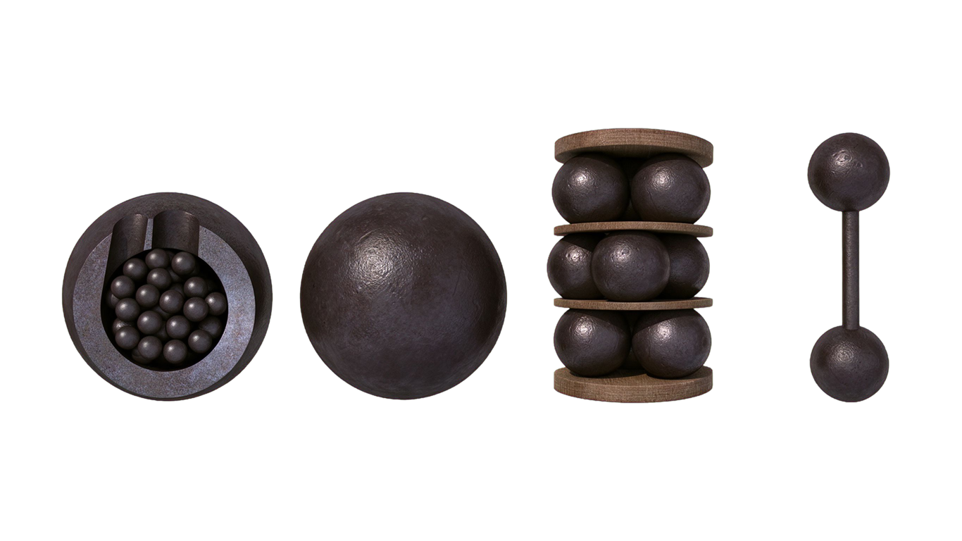 17th-century cannon and mortar shells annotated picture vocabulary with labeled objects