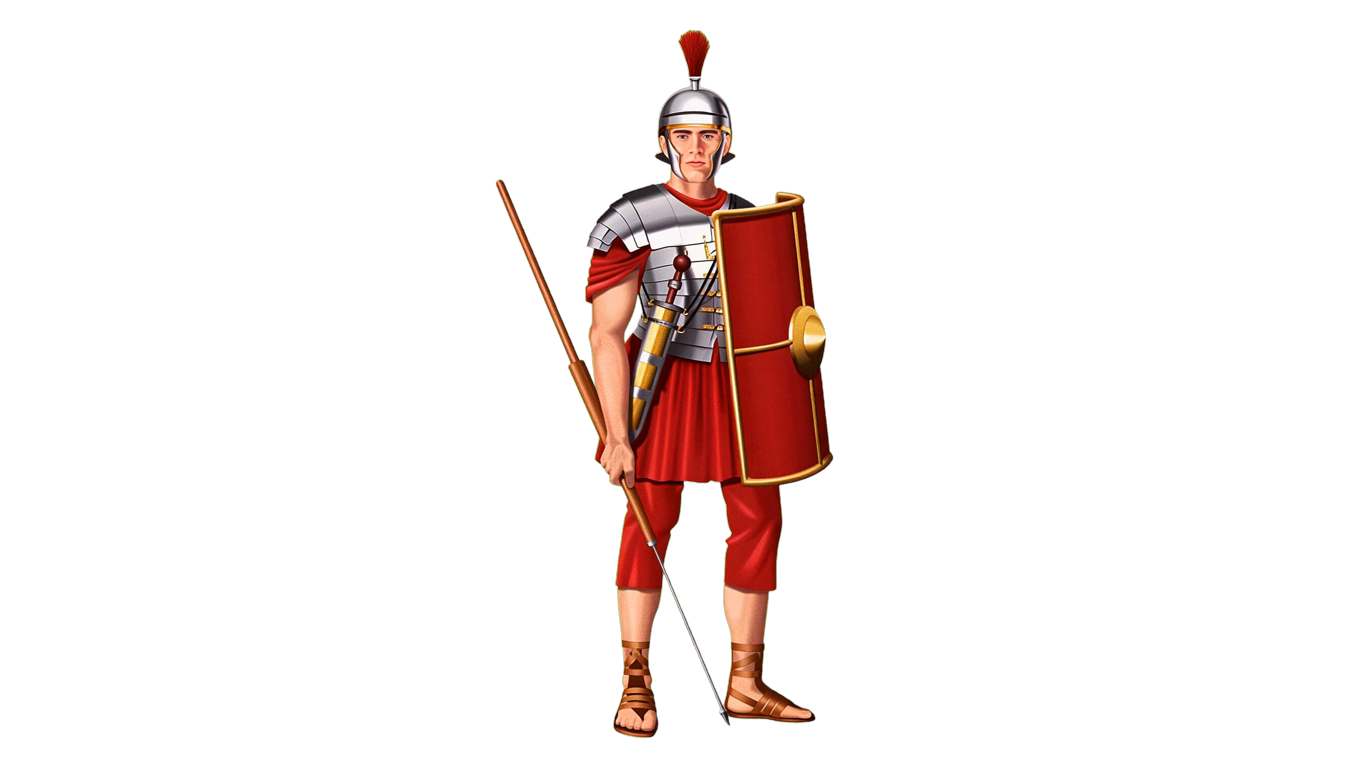 Roman legionary annotated picture vocabulary with labeled objects