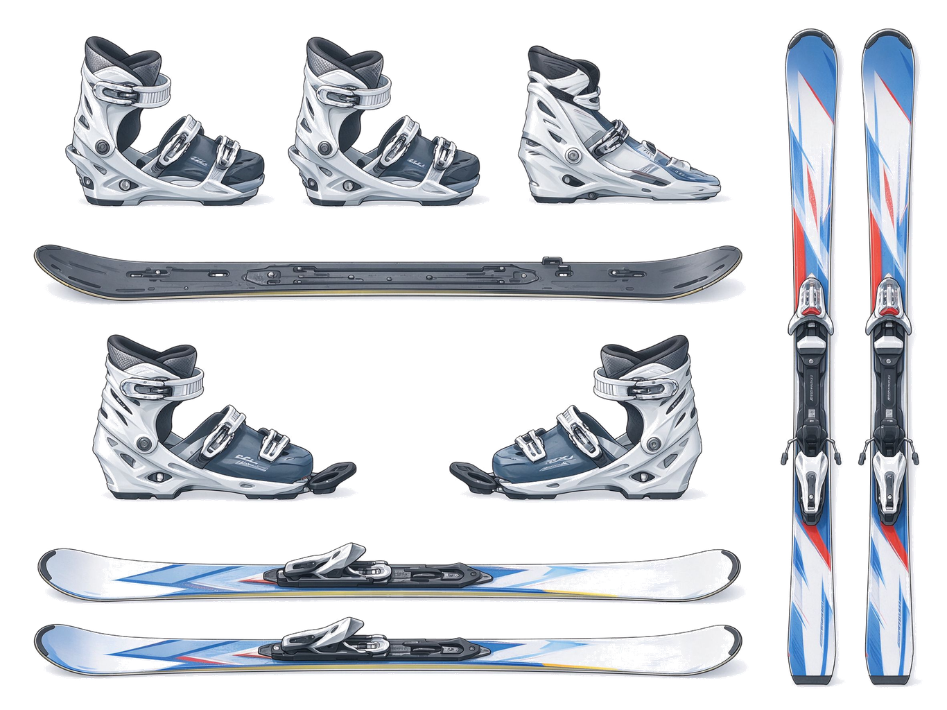 Water ski board annotated picture vocabulary with labeled objects