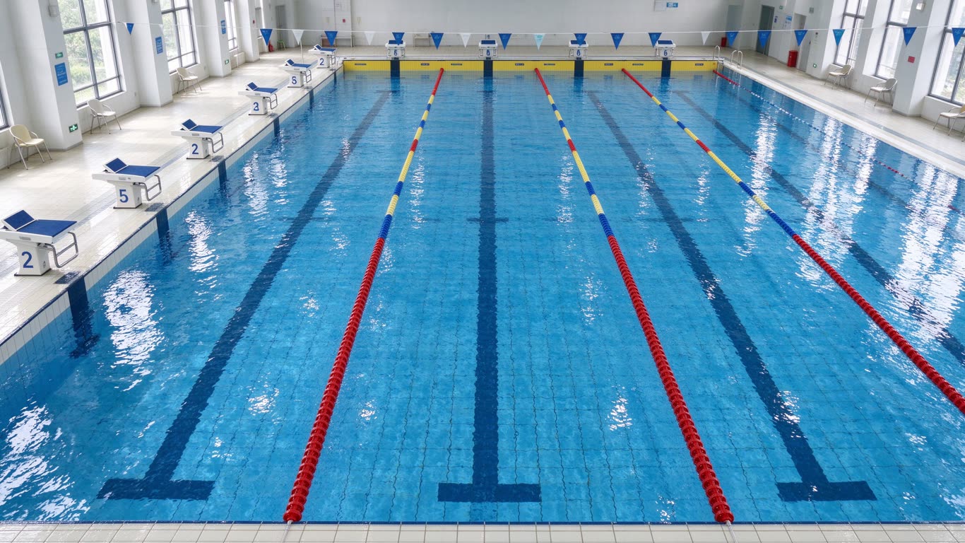 Water polo pool court annotated picture vocabulary with labeled objects