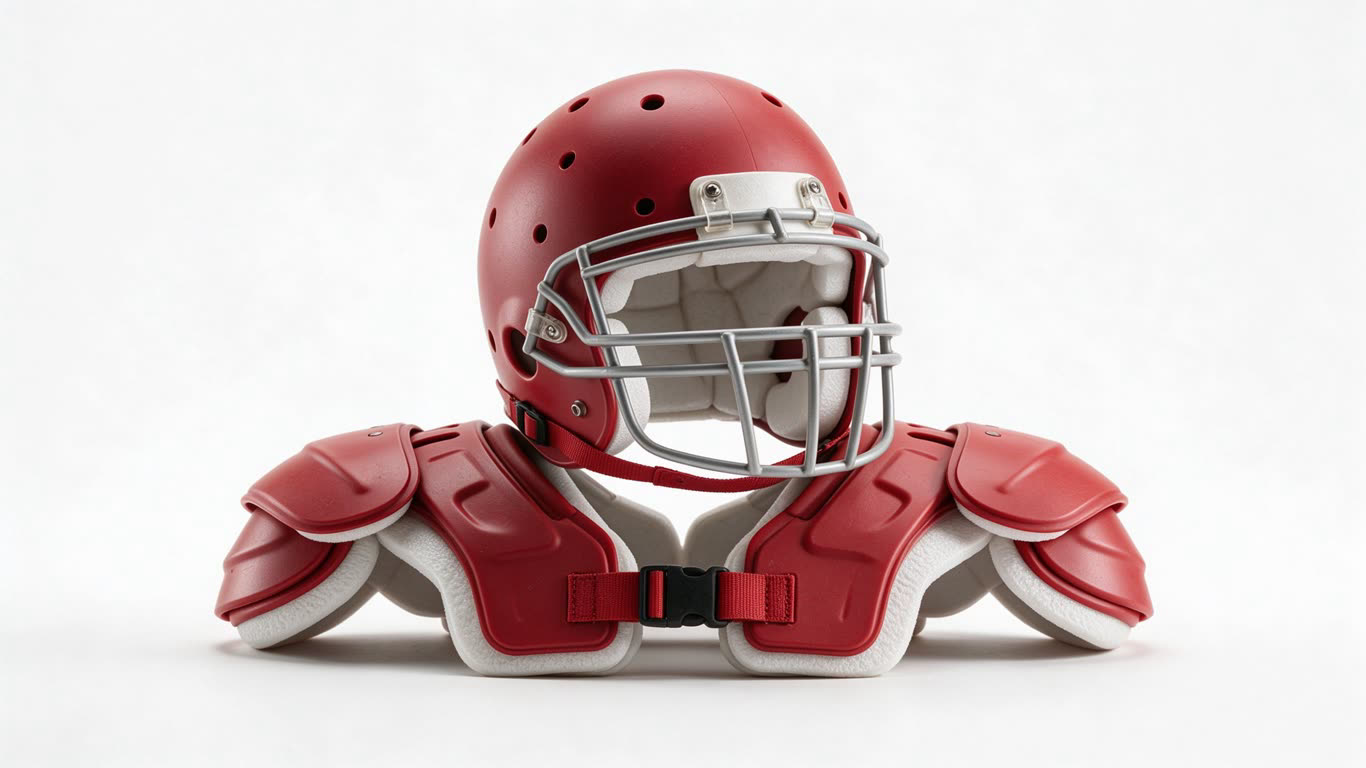 American football gear annotated picture vocabulary with labeled objects