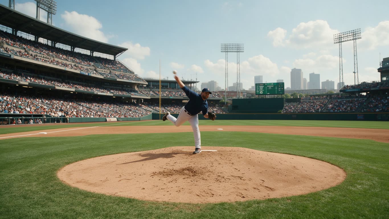 Baseball pitching scene annotated picture vocabulary with labeled objects