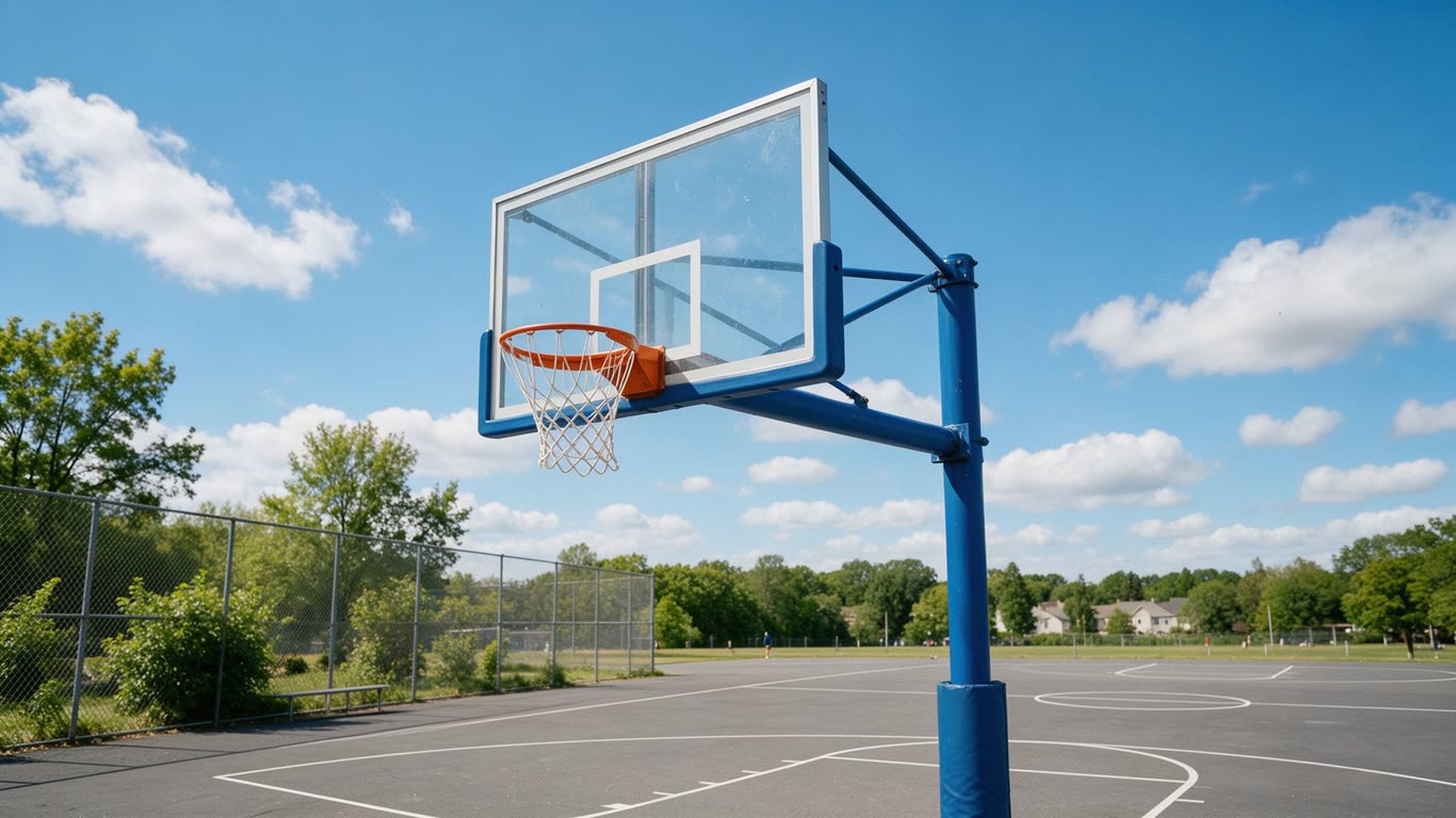 Basketball hoop annotated picture vocabulary with labeled objects