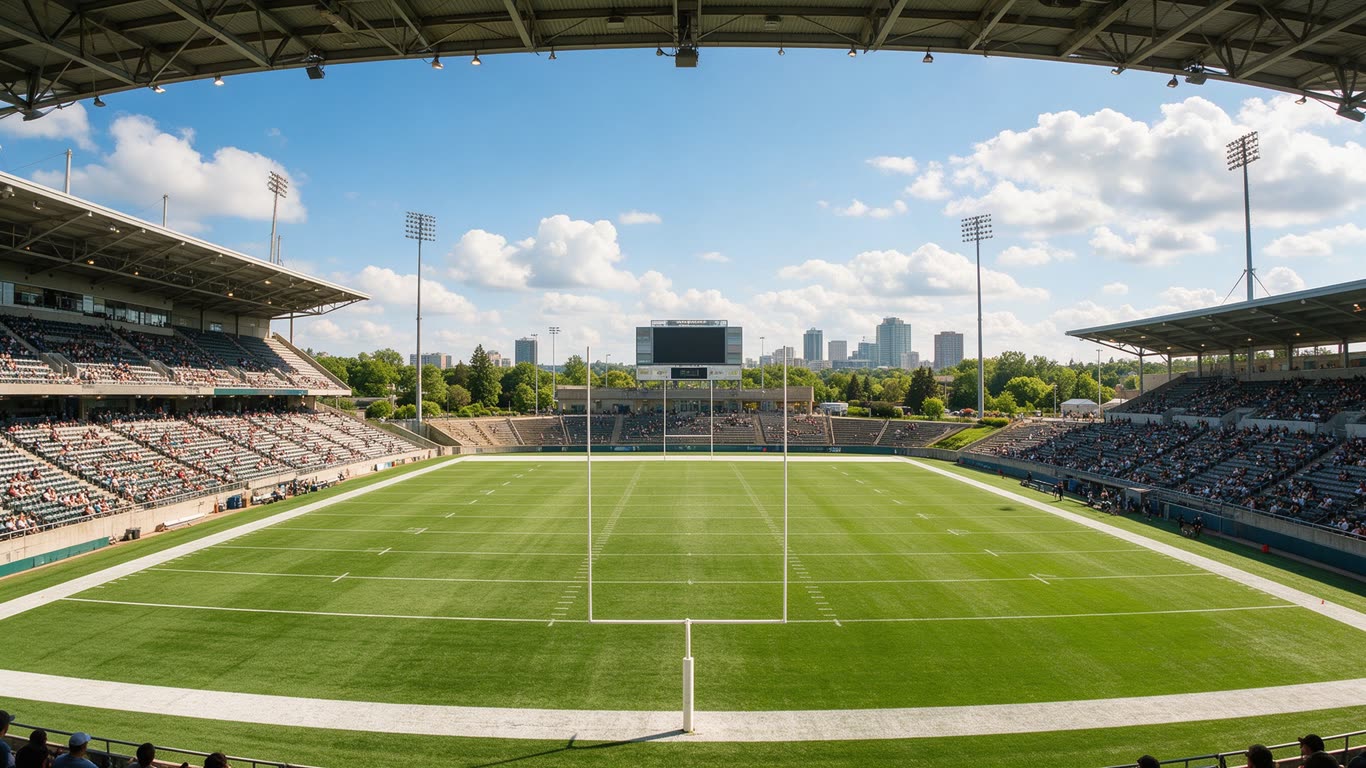 Canadian football field annotated picture vocabulary with labeled objects