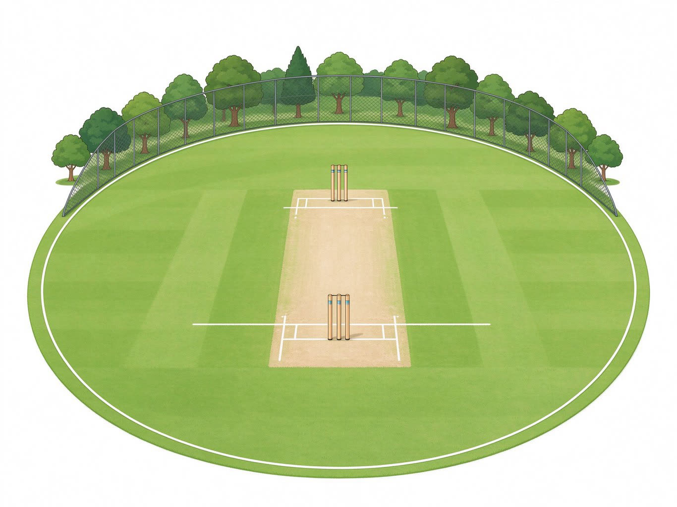 Cricket field annotated picture vocabulary with labeled objects