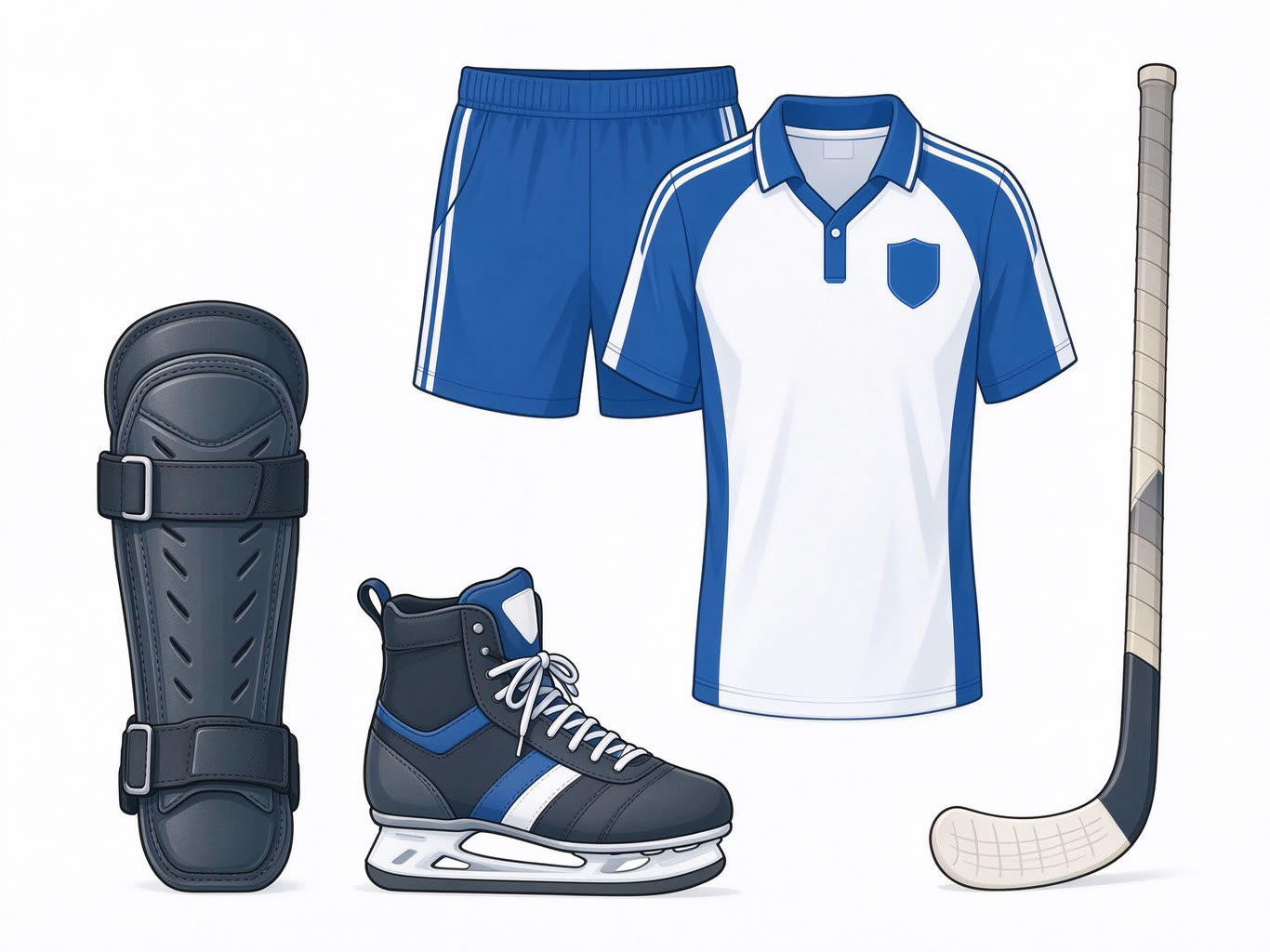 Field hockey player annotated picture vocabulary with labeled objects