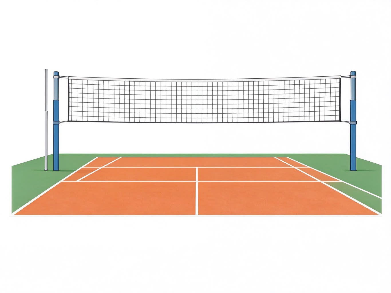 Volleyball court annotated picture vocabulary with labeled objects