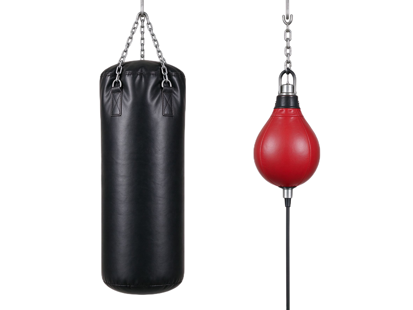 Boxing training bag annotated picture vocabulary with labeled objects