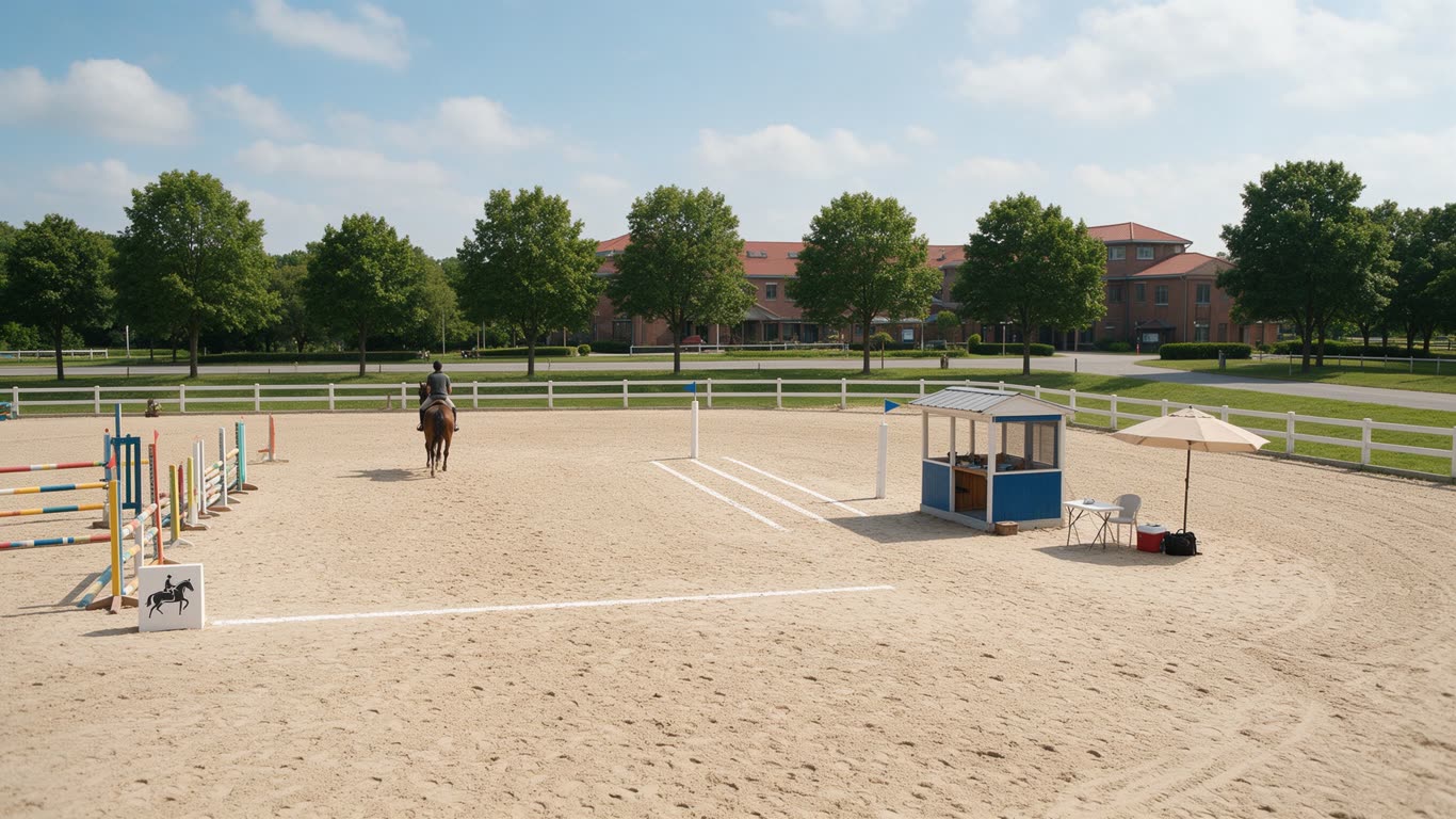 Show jumping course annotated picture vocabulary with labeled objects