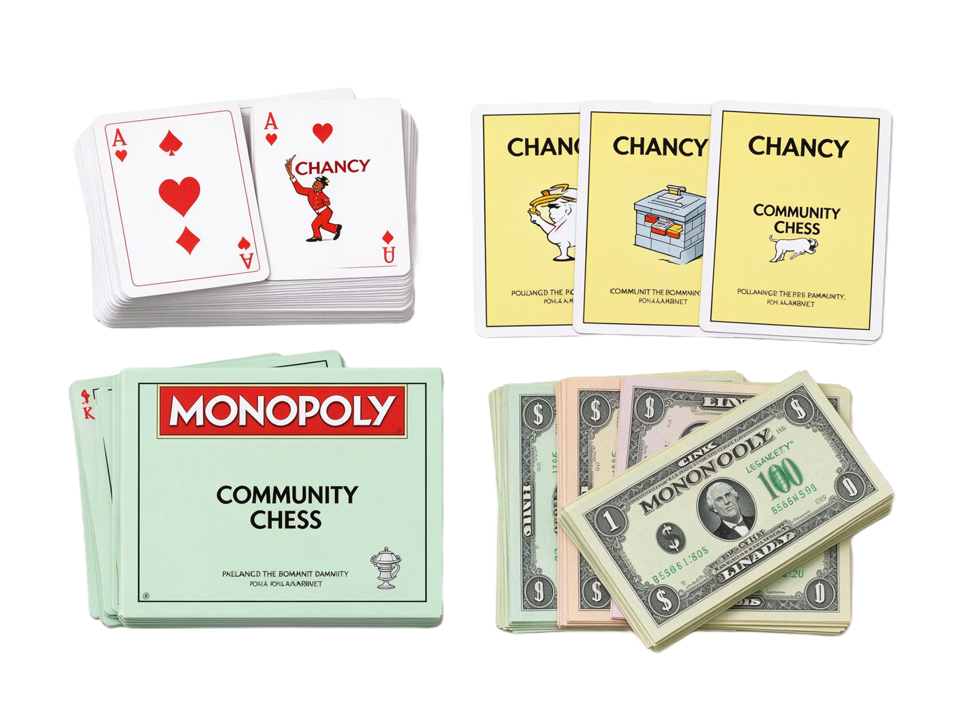 Monopoly board game annotated picture vocabulary with labeled objects