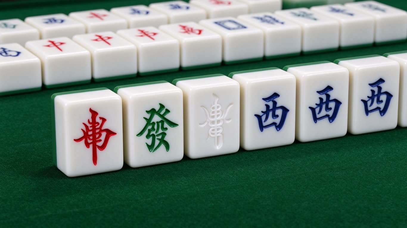 Mahjong honor tiles annotated picture vocabulary with labeled objects